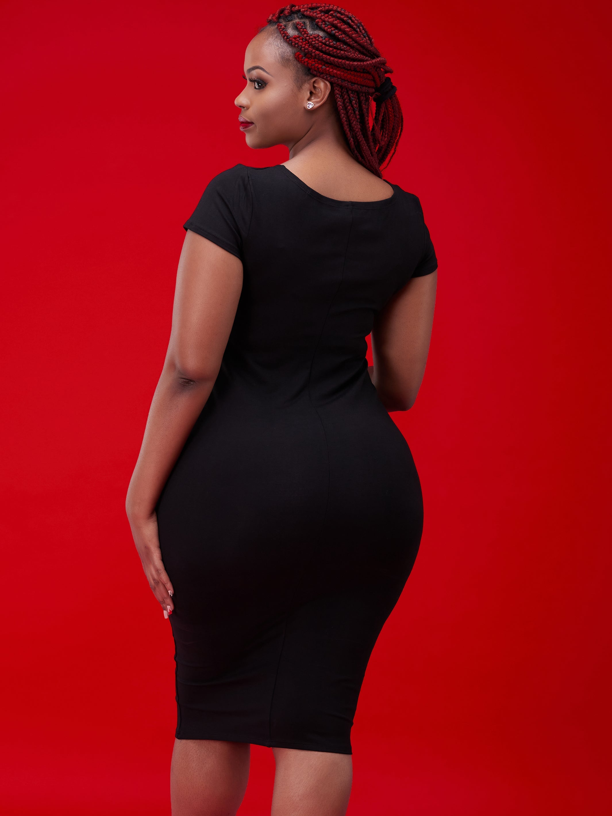 Vivo Zuri Cap Sleeved Bodycon Dress - Black
