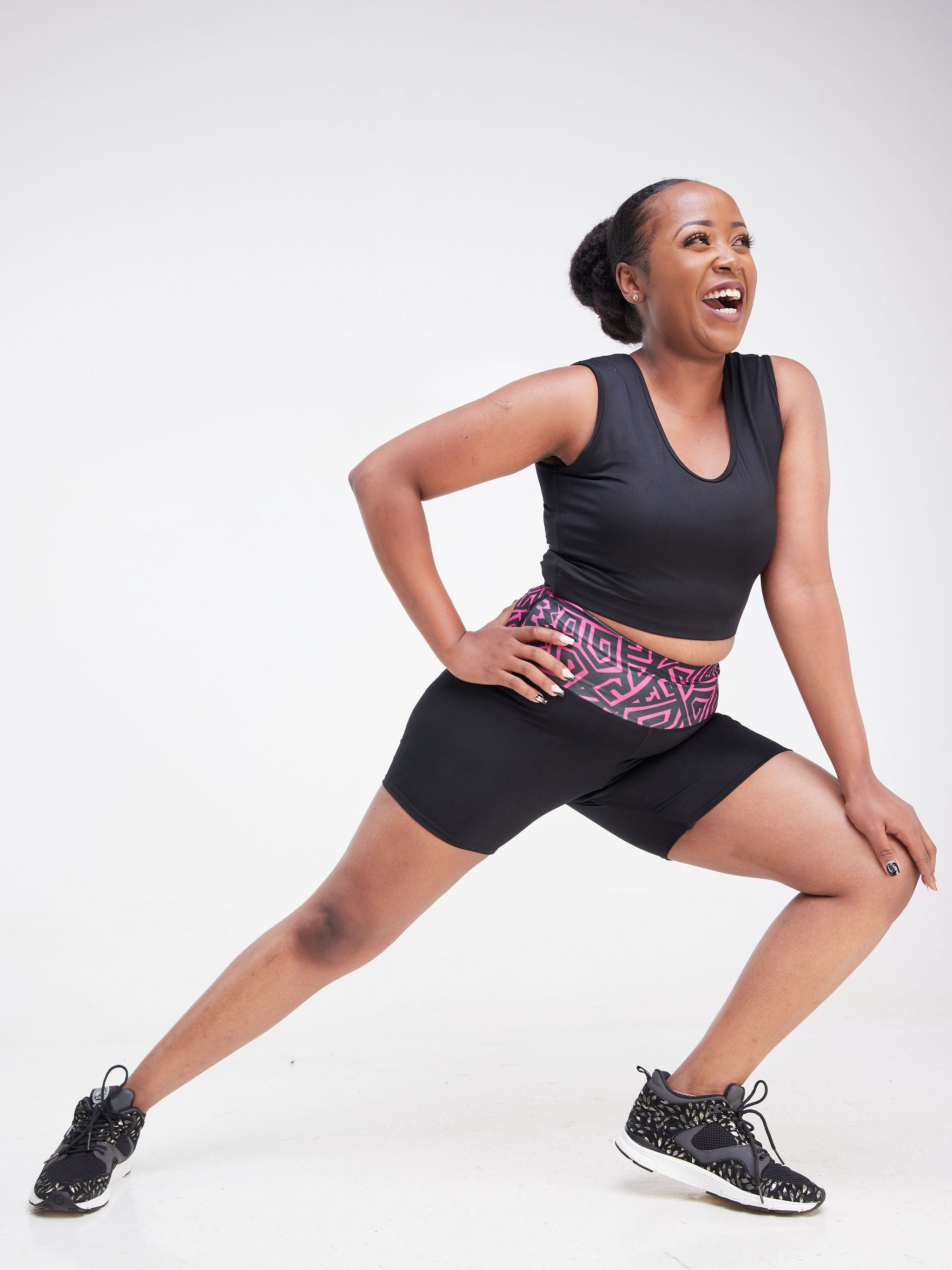 Vivo Fitness Shorts - Black / Purple Geometric Print