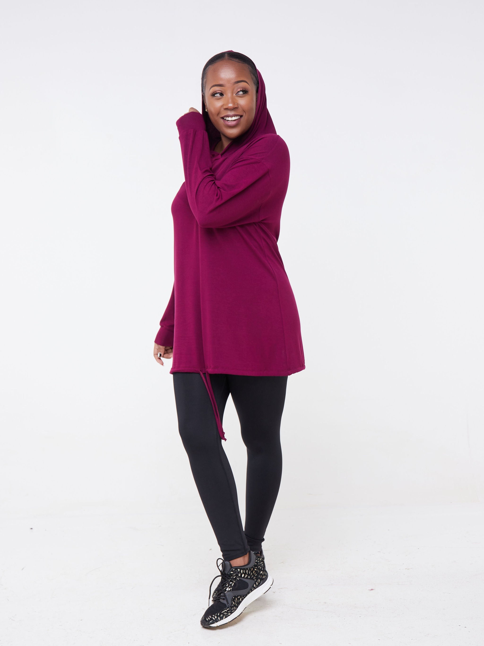 Vivo Fitness Hoodie Tunic - Burgundy