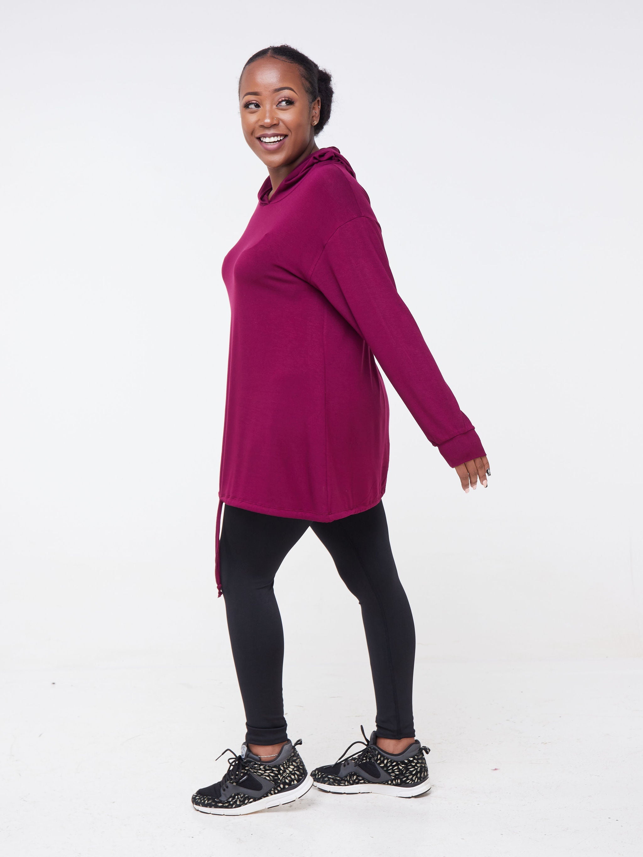 Vivo Fitness Hoodie Tunic - Burgundy