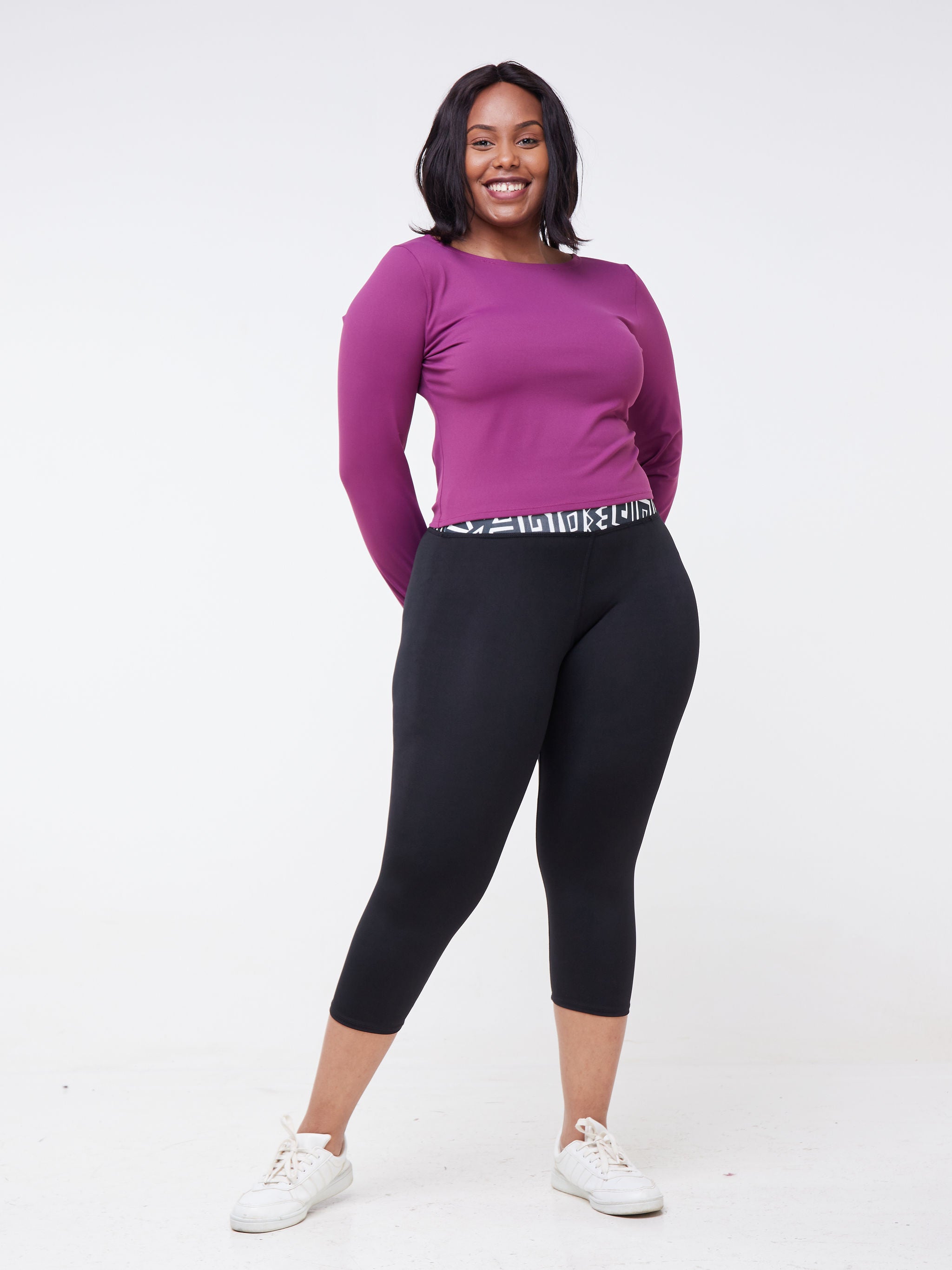 Vivo Fitness Long Sleeved Crop Top - Purple