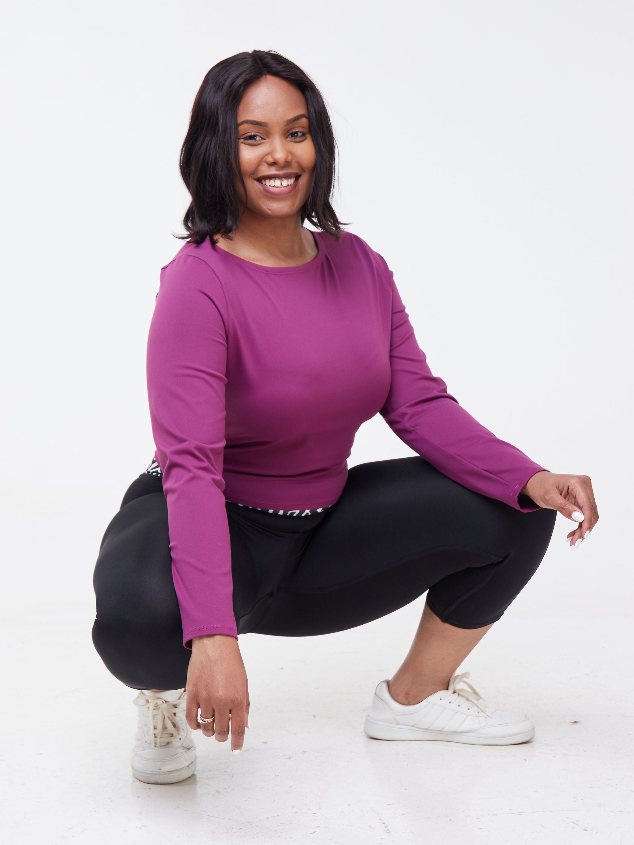 Vivo Fitness Long Sleeved Crop Top - Purple