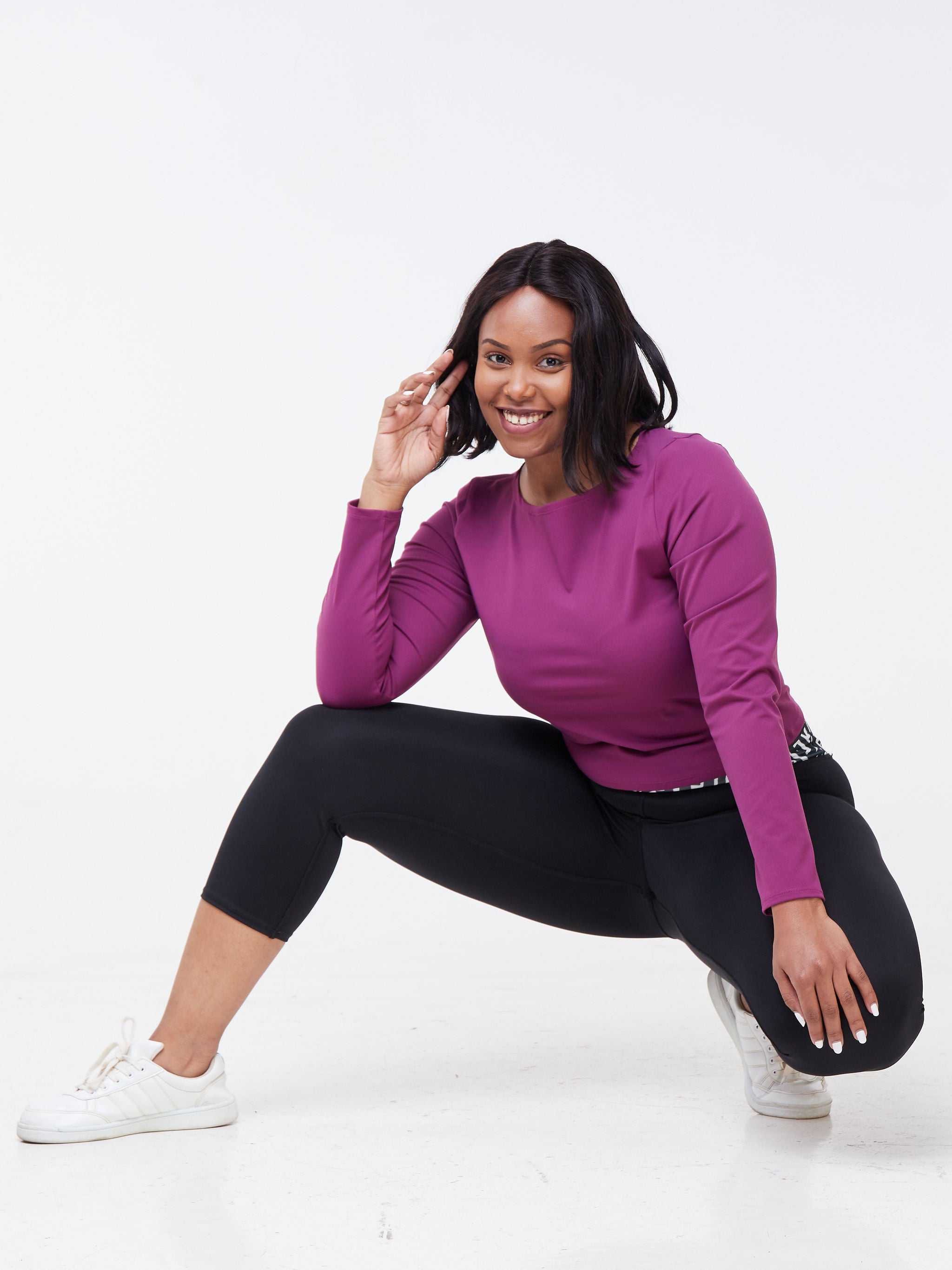 Vivo Fitness Long Sleeved Crop Top - Purple