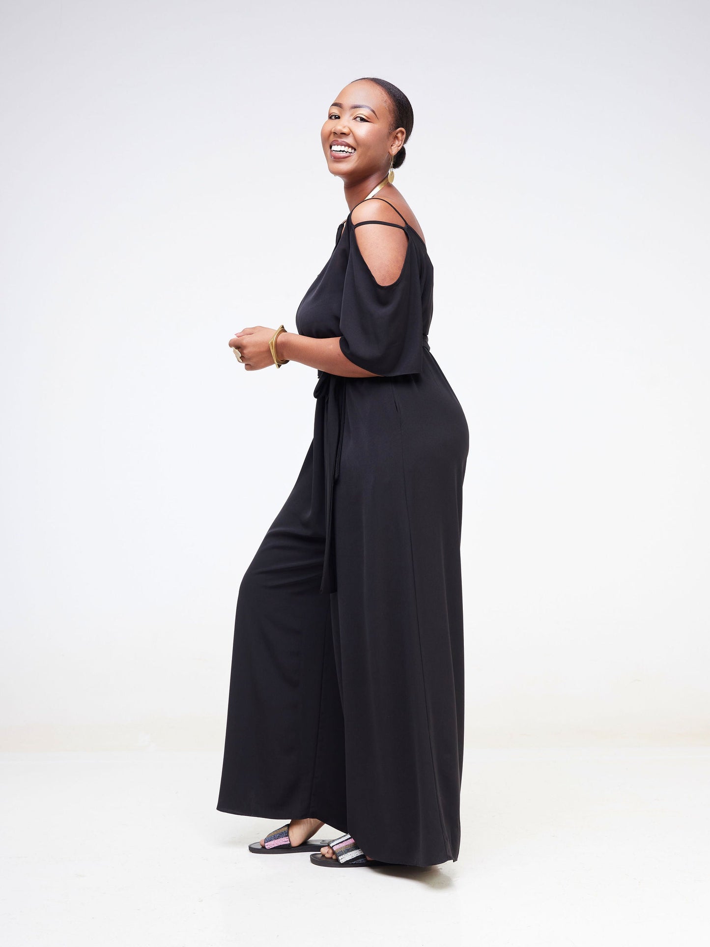 Vivo Dali Strappy Shoulder Jumpsuit - Black
