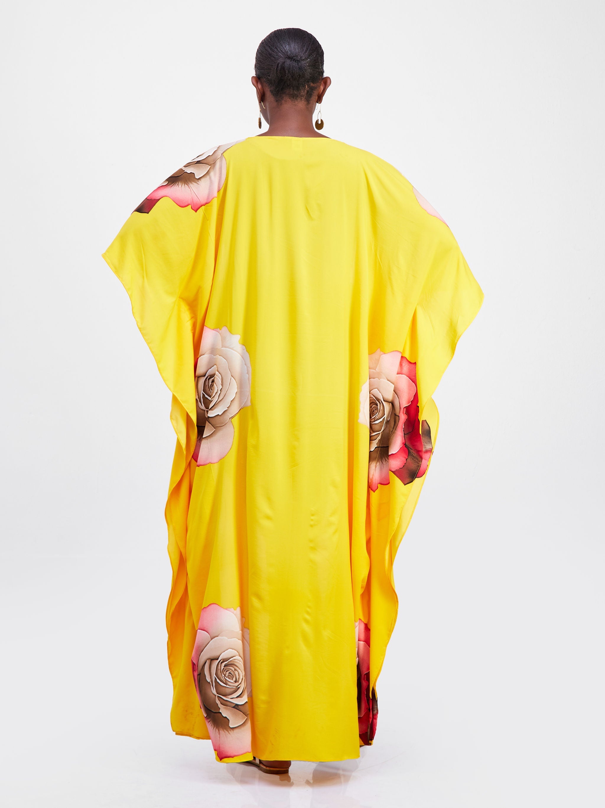 Safari Maisha Maxi Kimono Cover-Up - Yellow / Red Floral Print