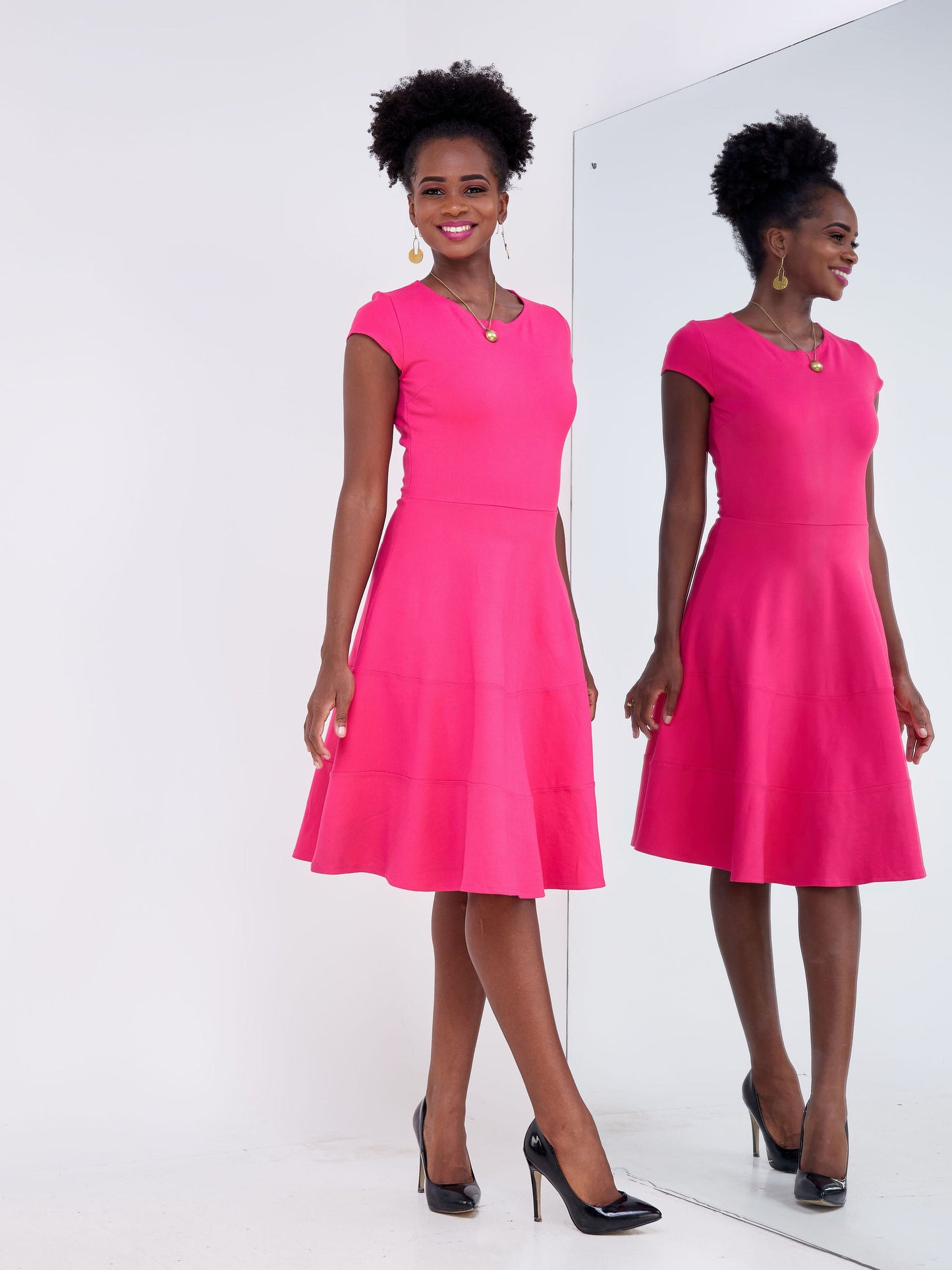 Vivo Basic Waridi A-Line Dress - Pink