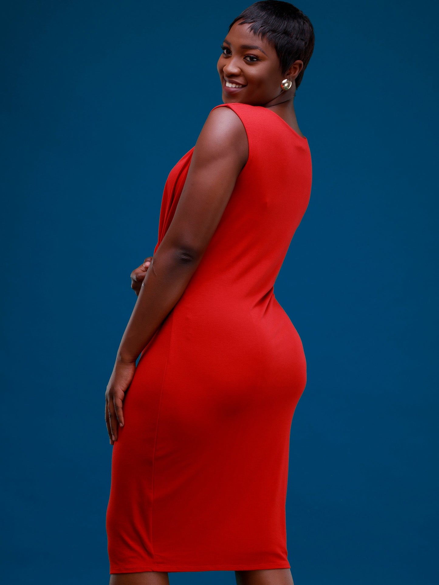 Vivo Basic Double Layered High Cowl Bodycon - Rust