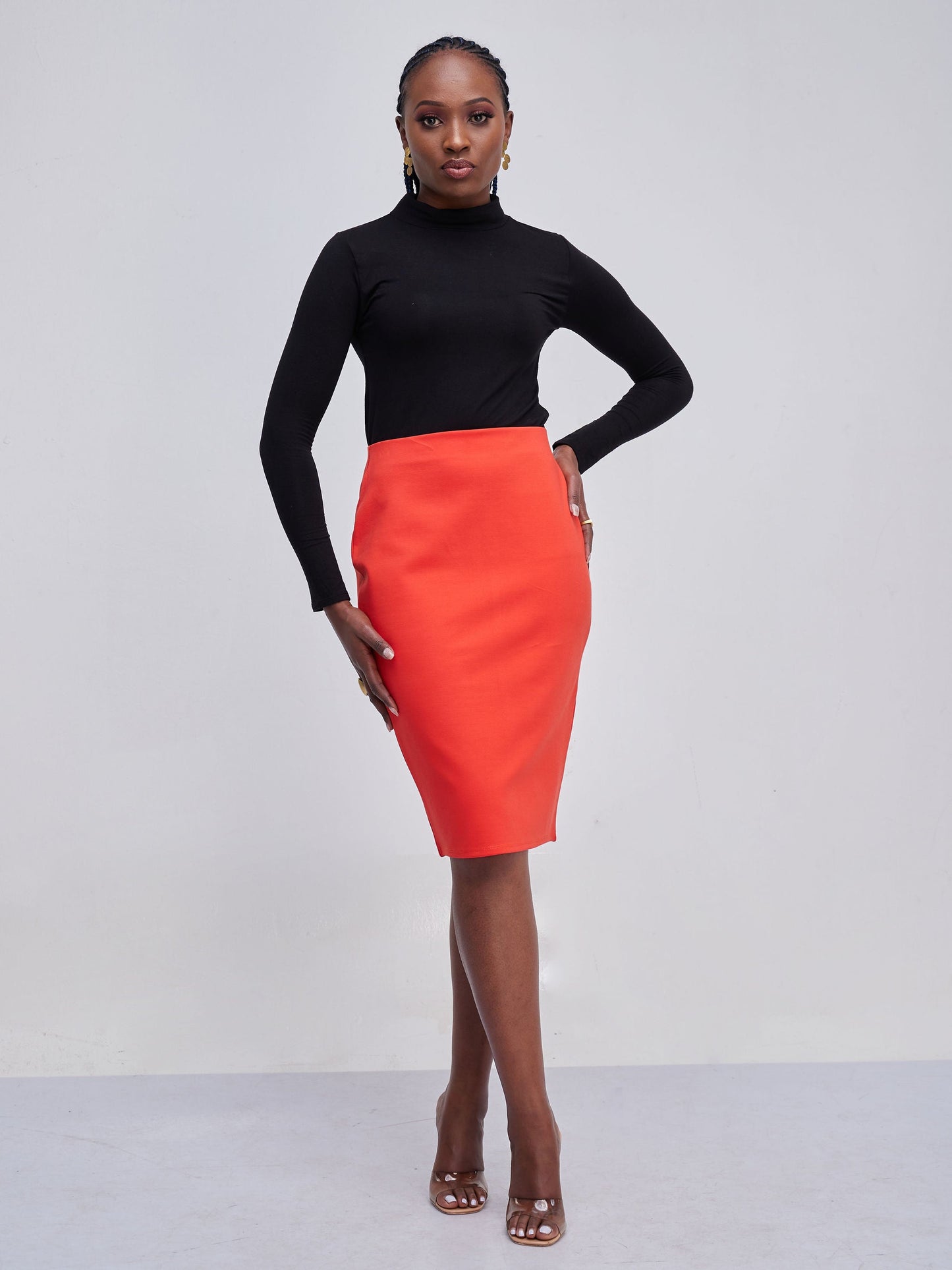 Vivo Basic Pencil Skirt - Orange