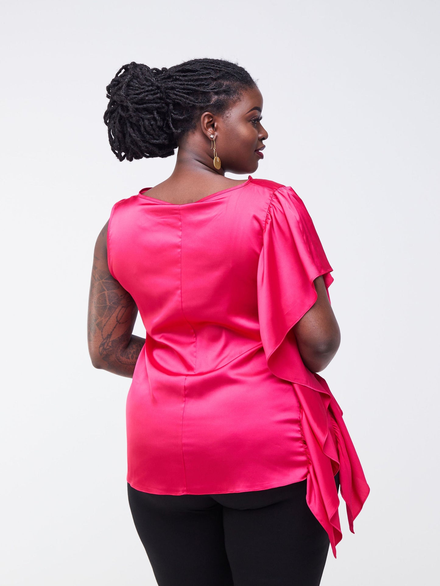 Vivo Fara Side Flounce Top - Pink