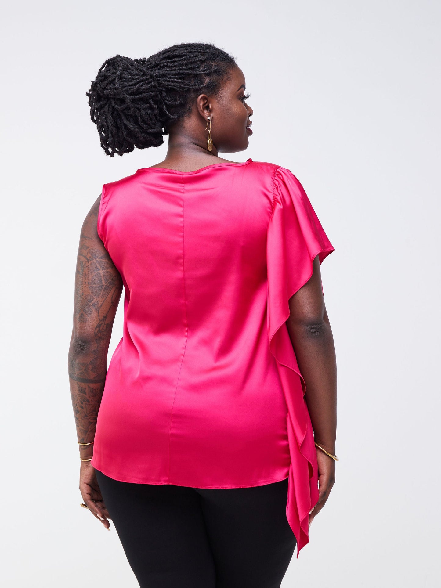 Vivo Fara Side Flounce Top - Pink