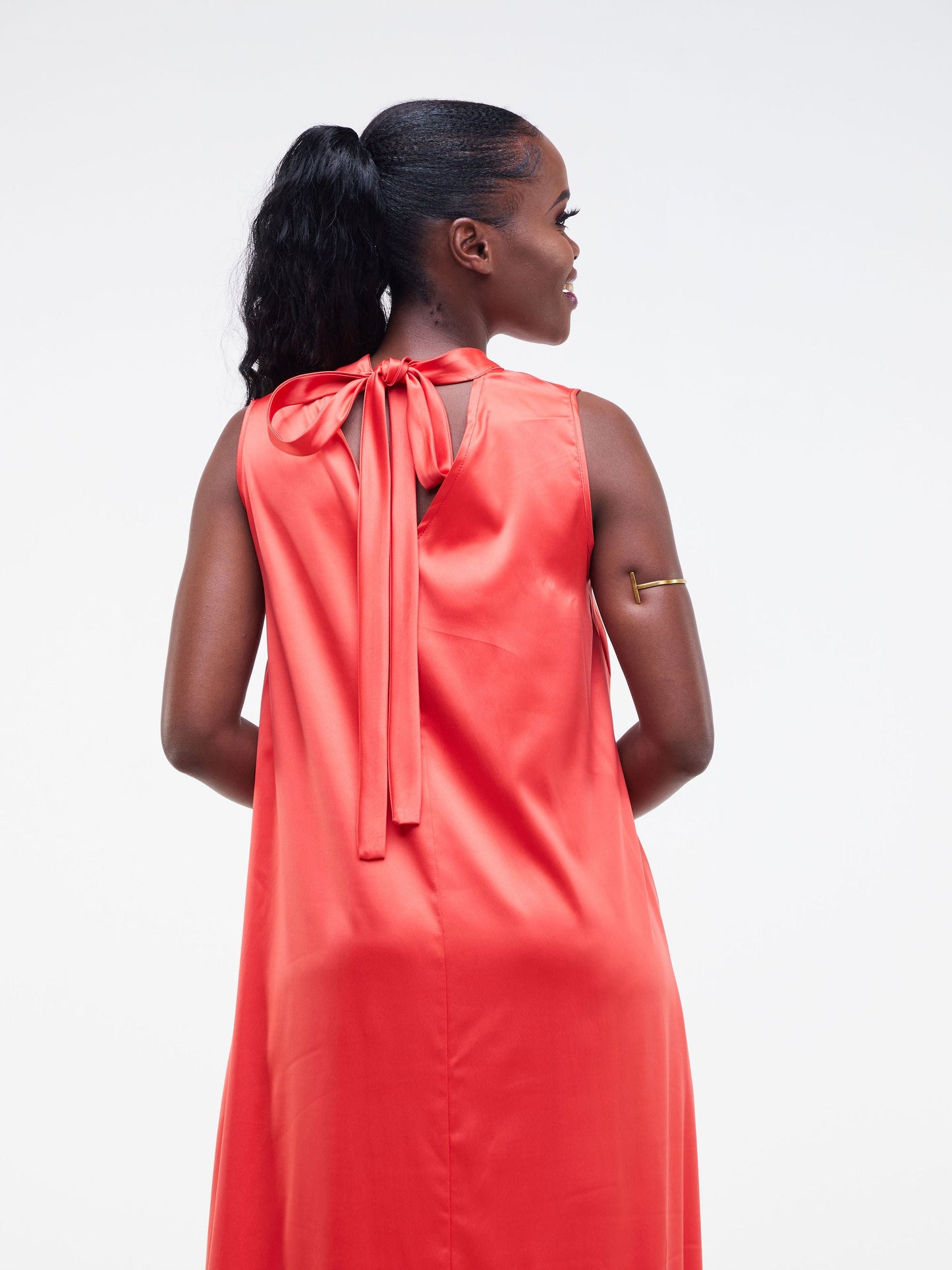 Vivo Fara High Low Halter Maxi Dress - Orange