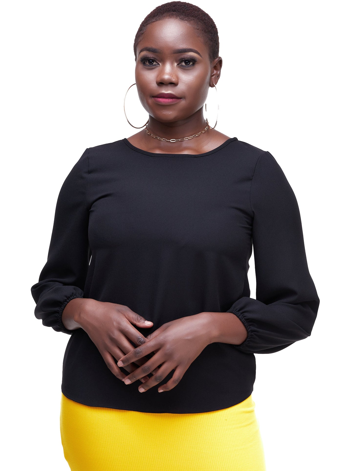 Vivo Basic Long Sleeved Bishop Top - Black
