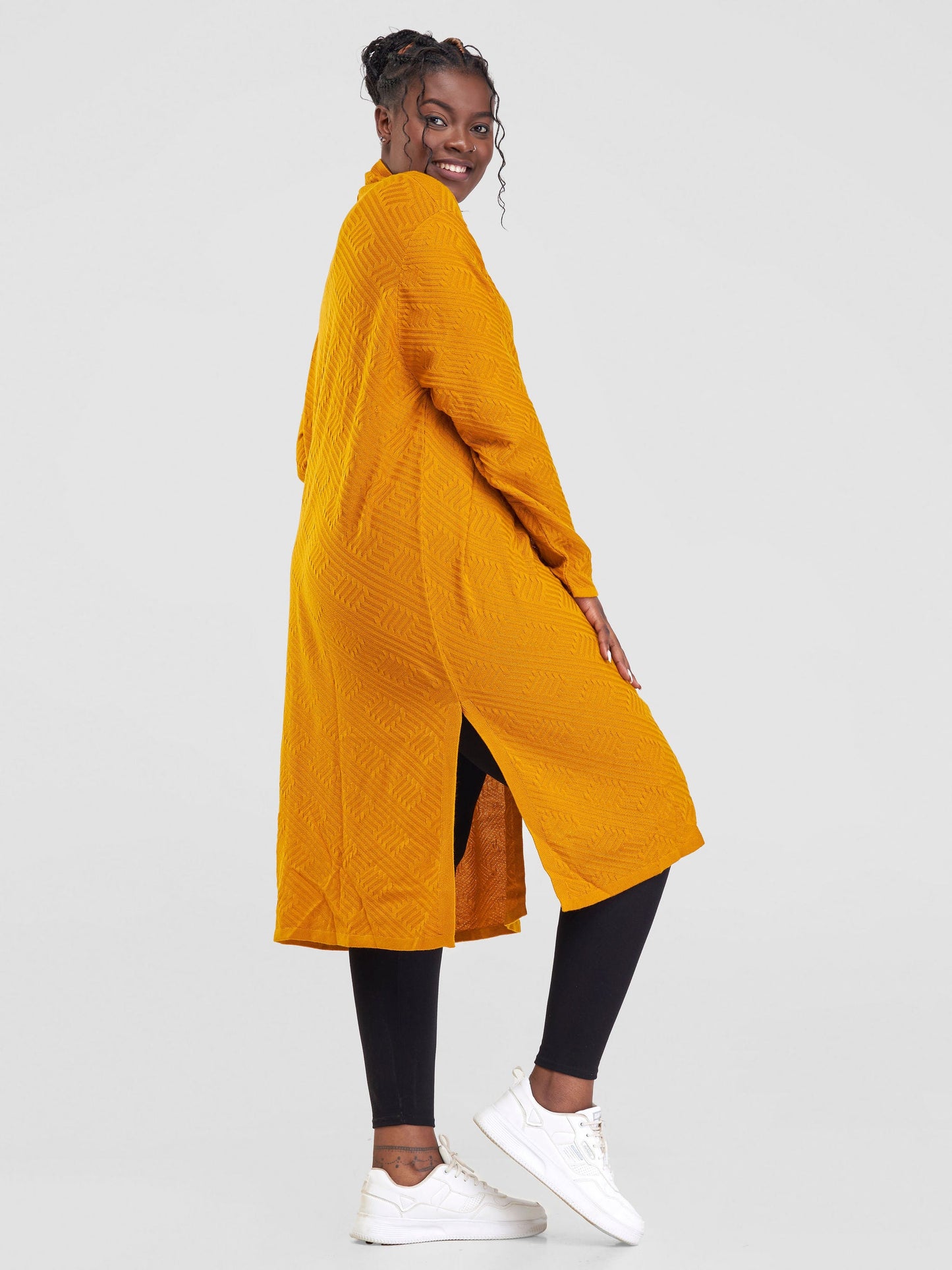 Vivo Side Slit Midi Waterfall - Mustard