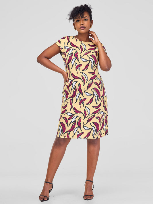 Vivo Laika Cap Sleeve Shift Dress - Burgundy Molo Print