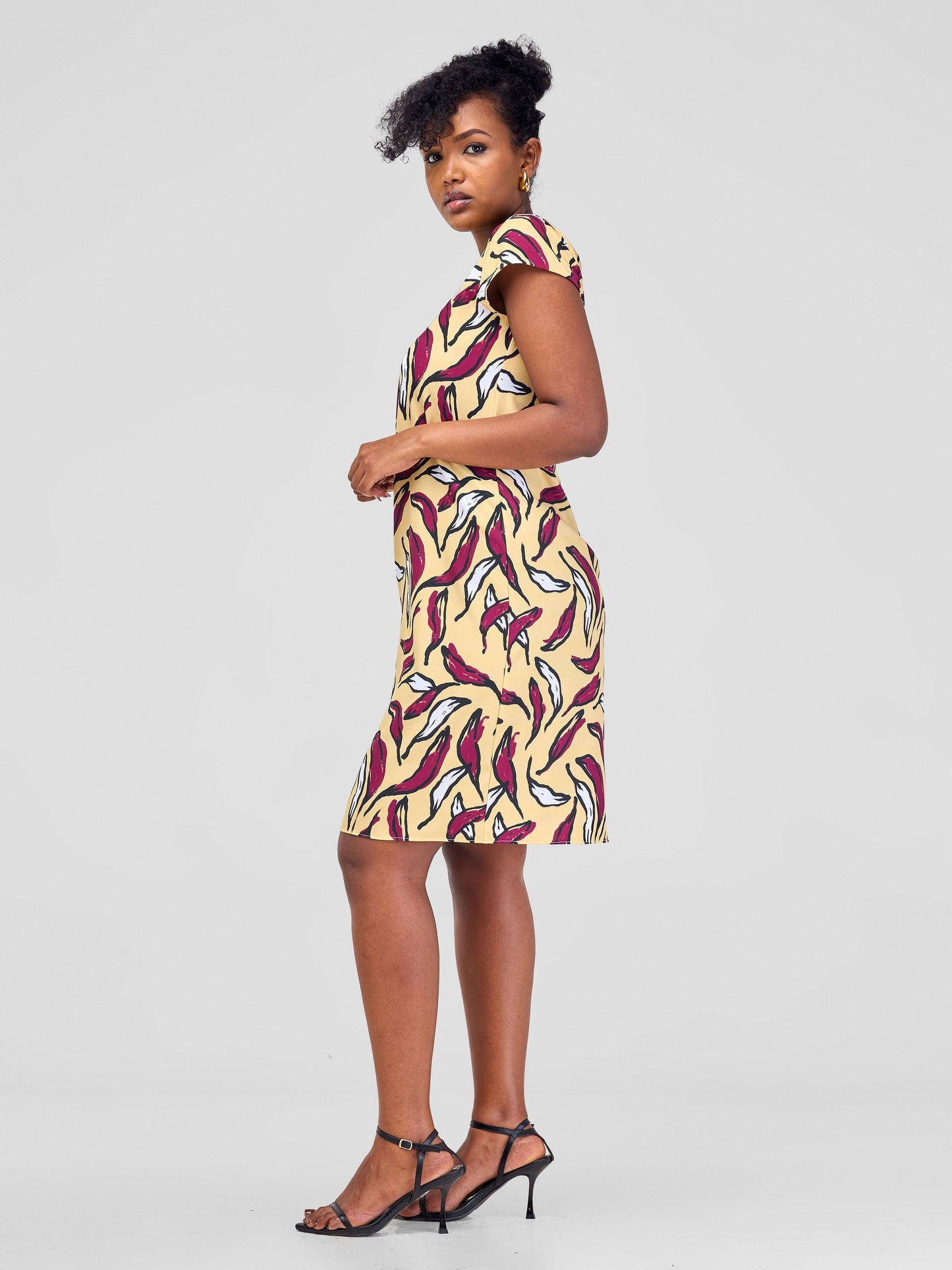 Vivo Laika Cap Sleeve Shift Dress - Burgundy Molo Print