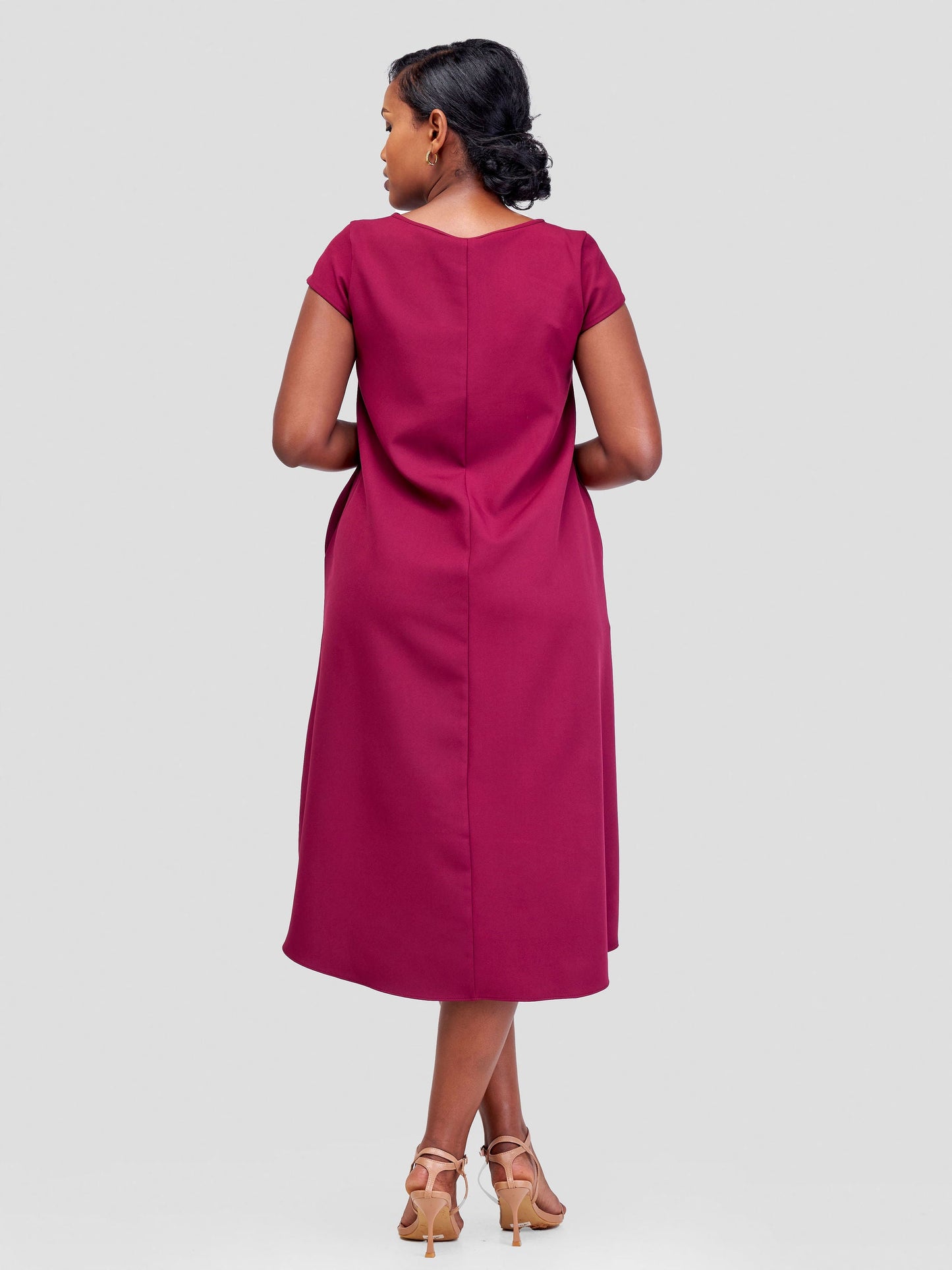 Vivo Pendo Cap Sleeve High Low Tent Dress - Burgundy