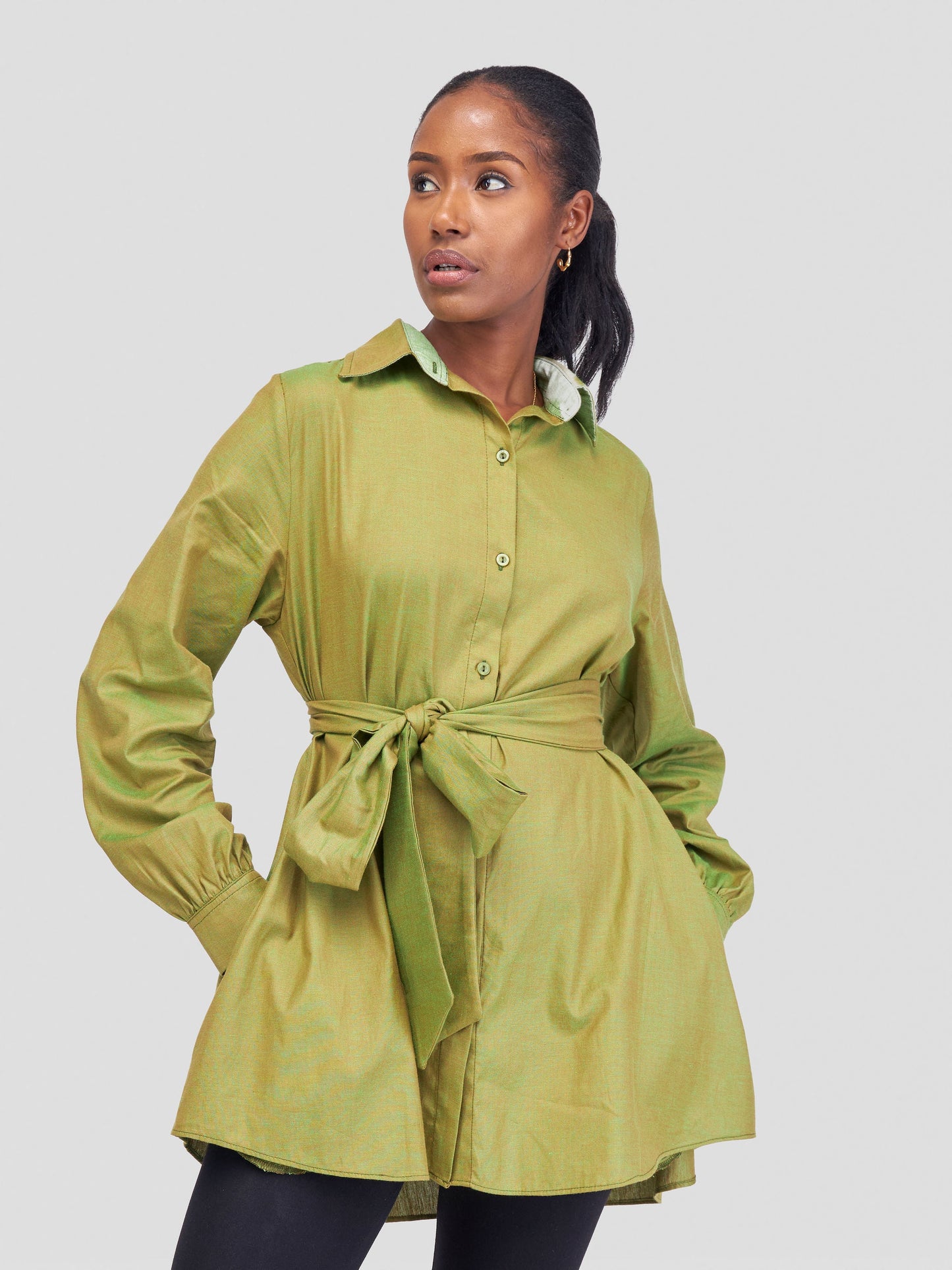 Safari Kikoy Long Sleeve Shacket - Green