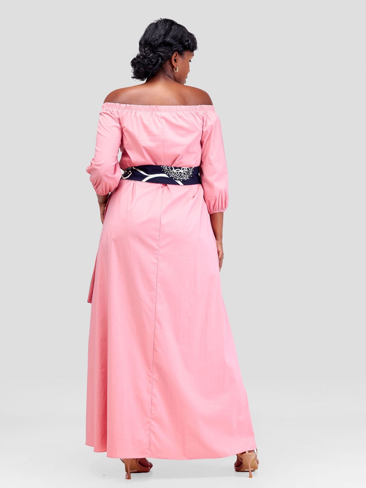 Safari Tawi 3/4 Sleeve Off Shoulder Maxi - Peach