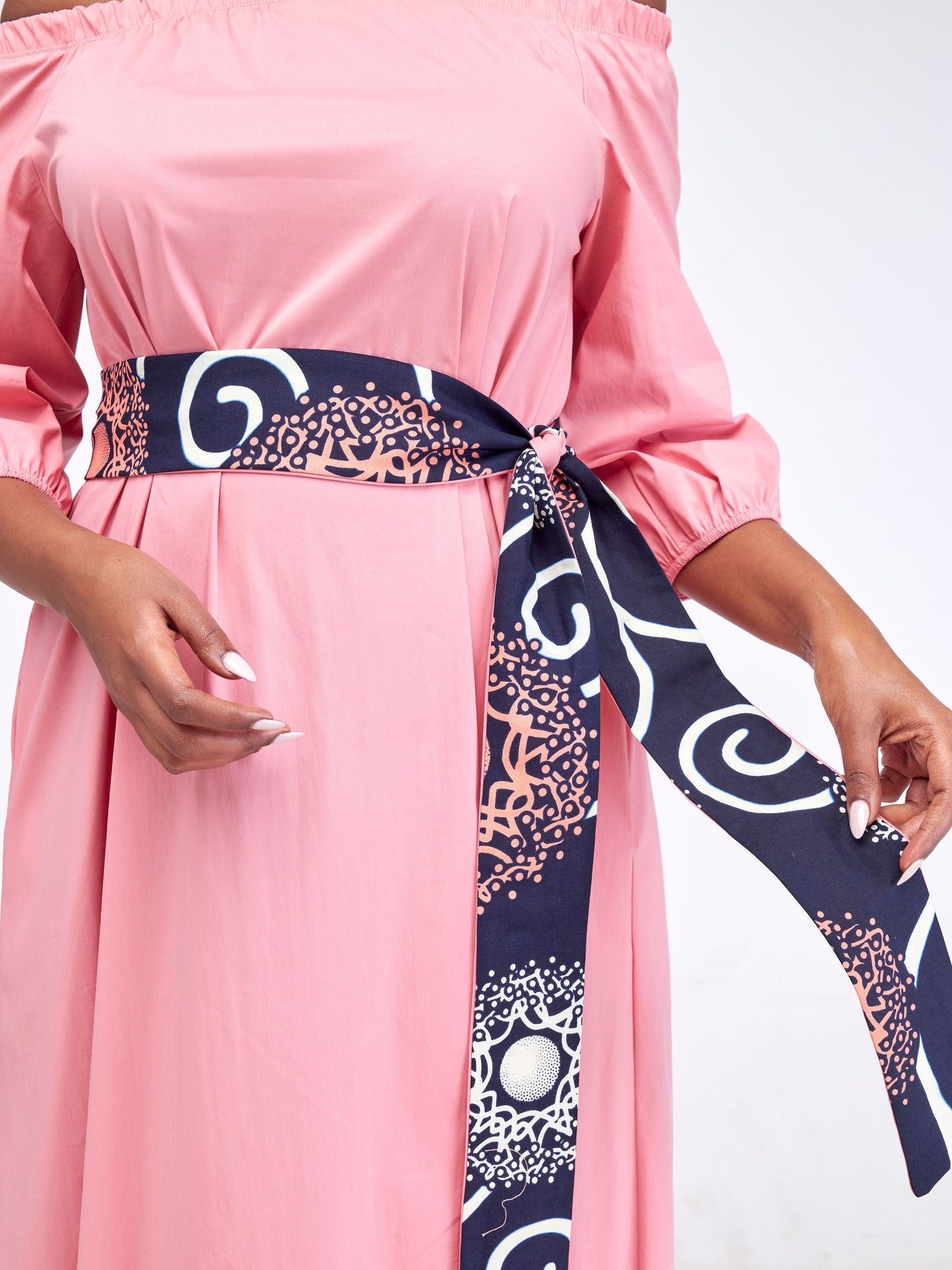 Safari Tawi 3/4 Sleeve Off Shoulder Maxi - Peach