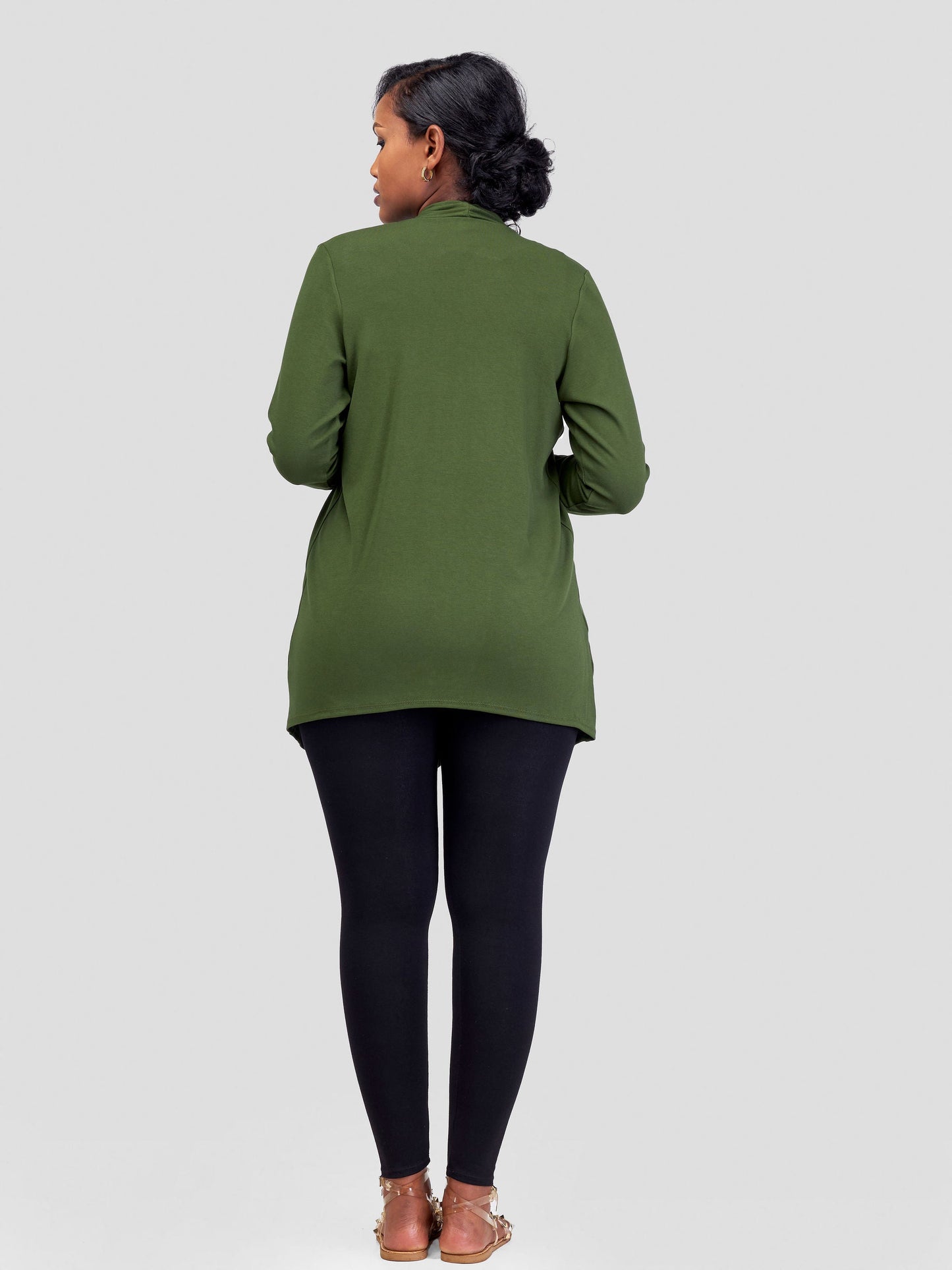 Vivo Basic Leila Long Sleeve Asymmetrical Waterfall - Hunters Green