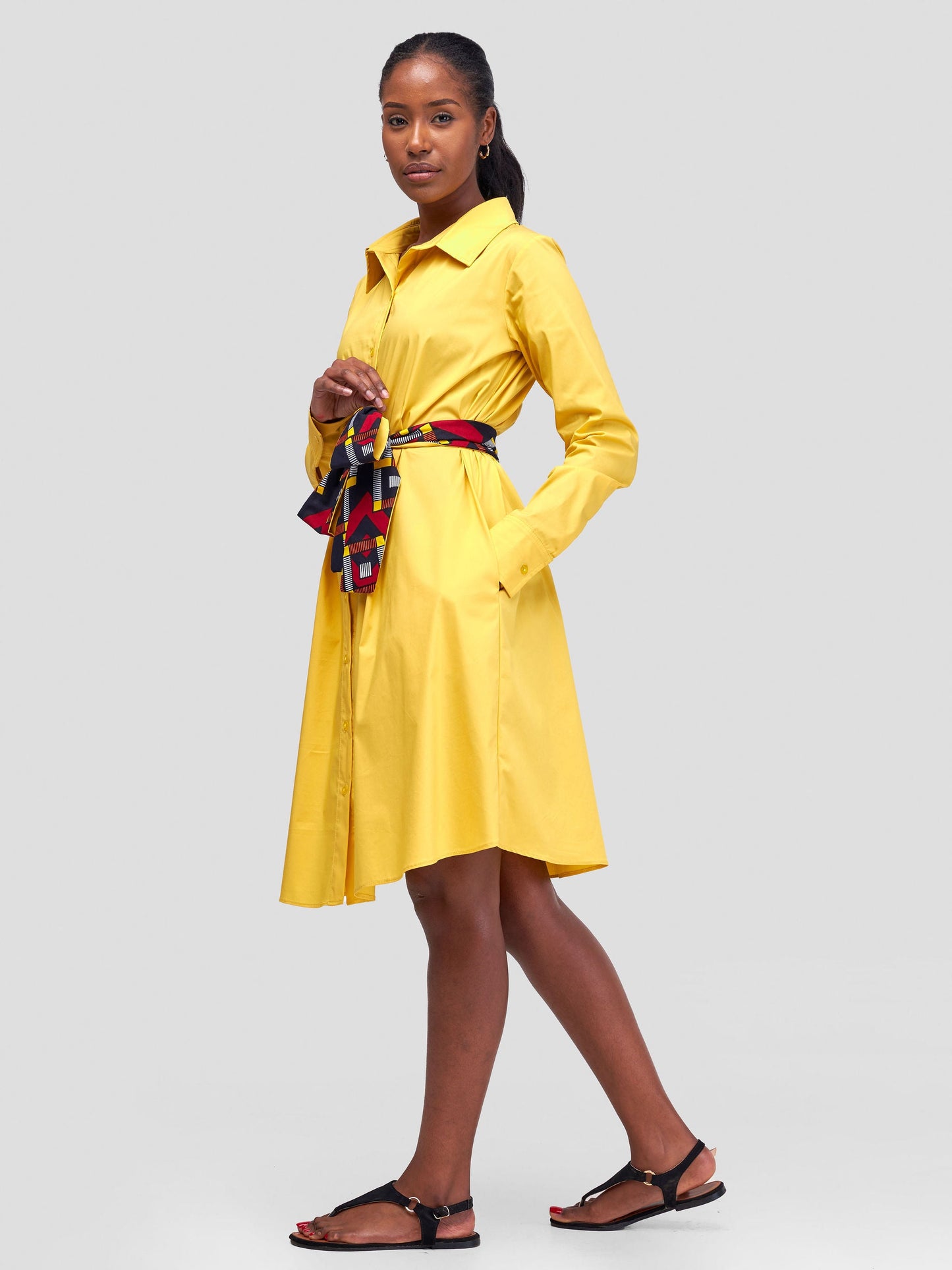 Safari Basic Shirt Tent Dress - Mustard