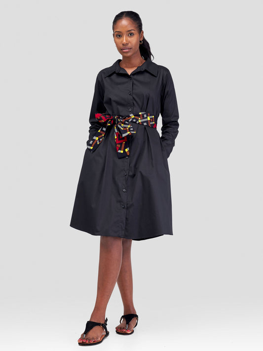 Safari Basic Shirt Tent Dress - Black