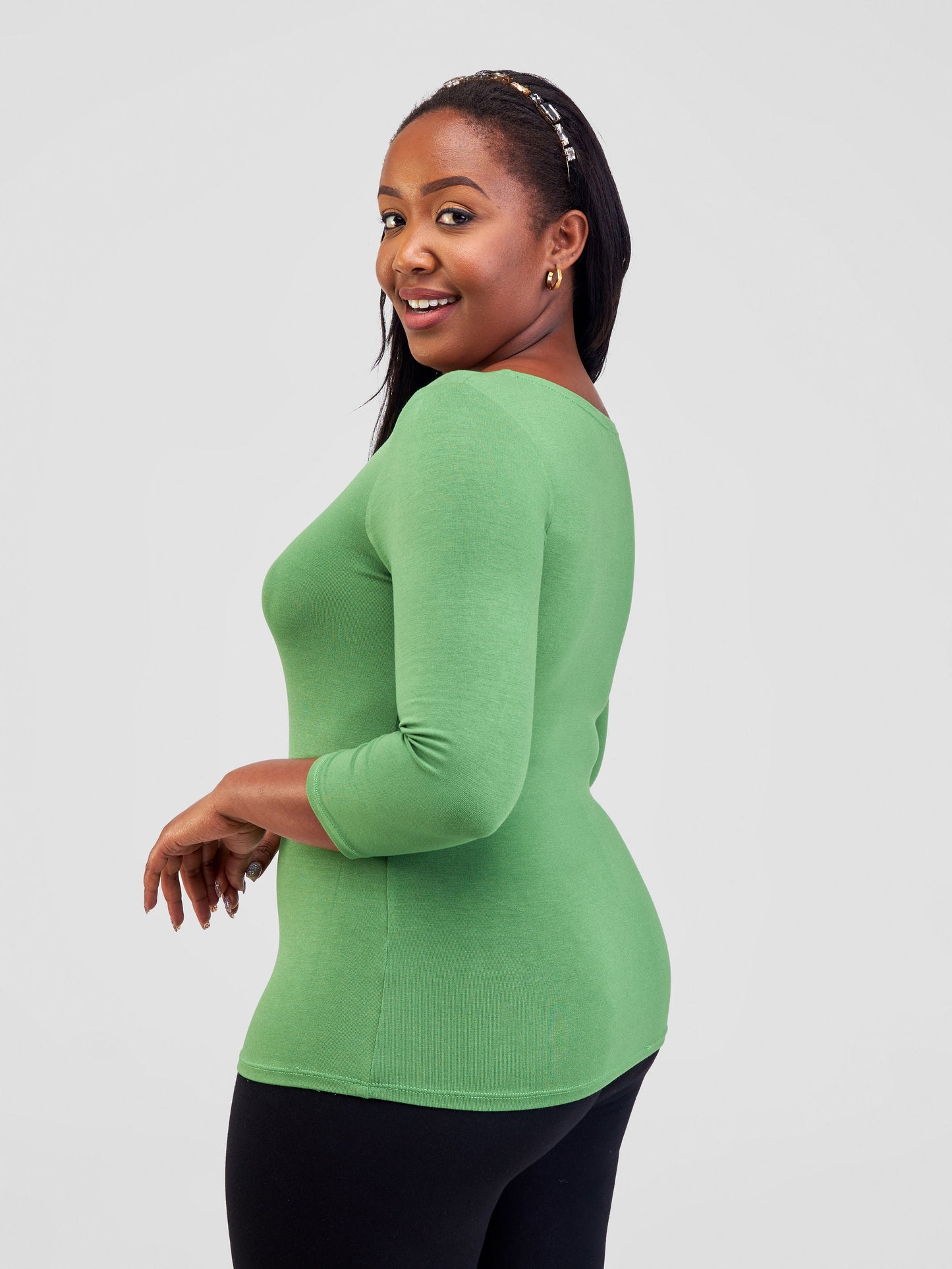 Vivo Basic 3/4 Sleeve Top - Green