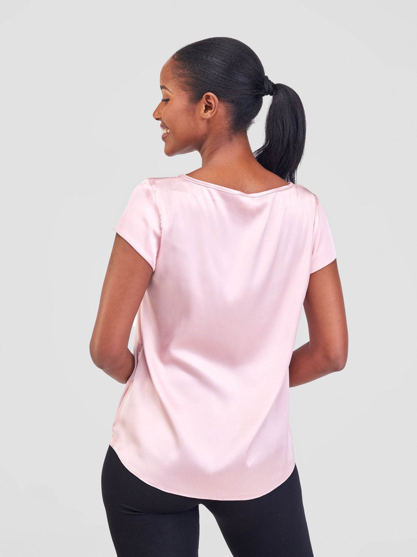 Vivo Basic Satin Cap Sleeve Top -Light Pink