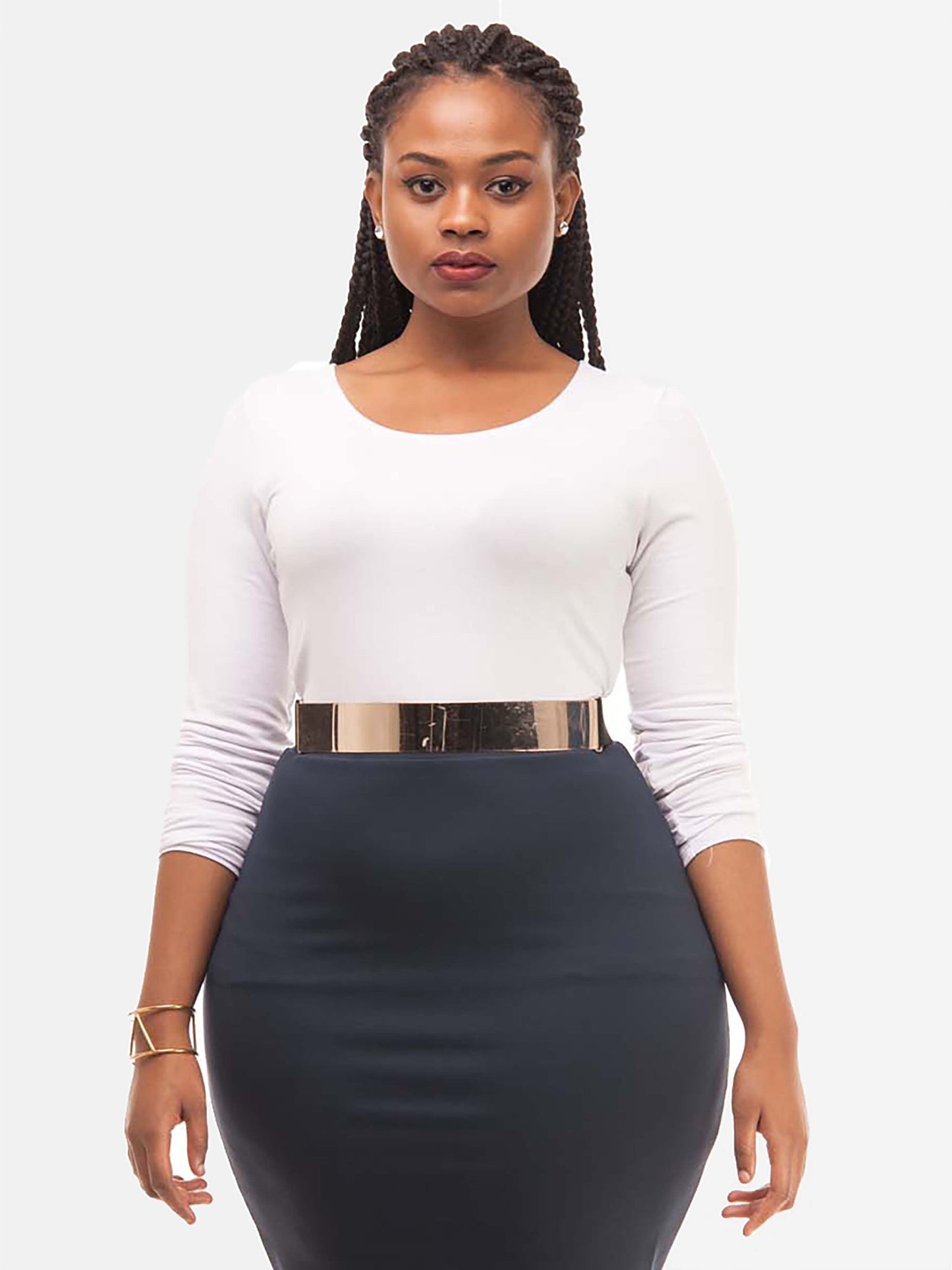 Vivo Basic Long Sleeved Top - White - Shop Zetu