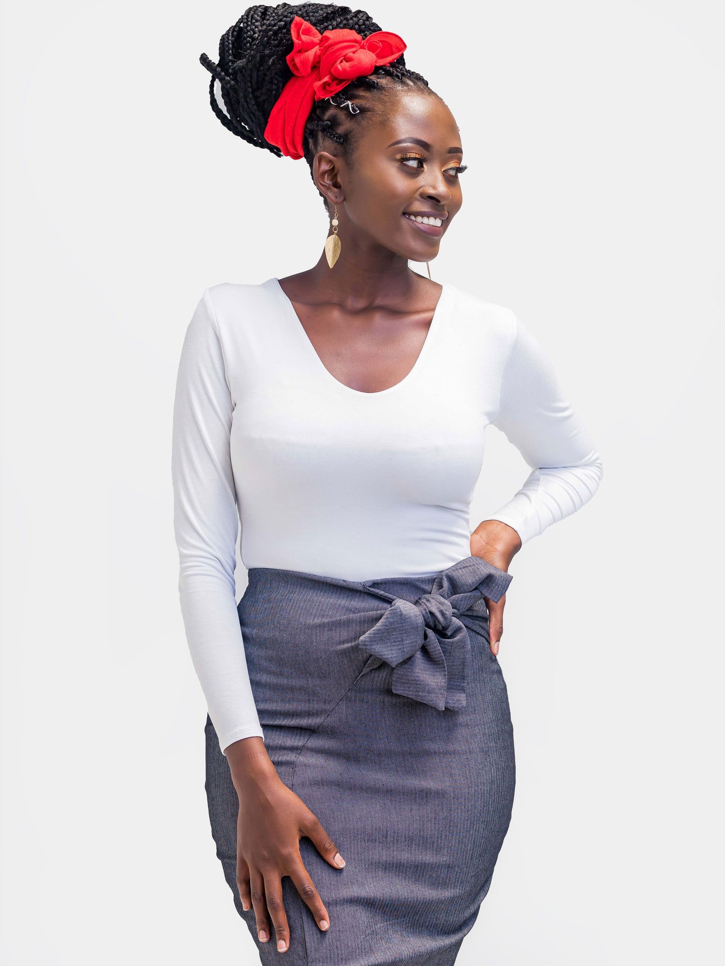 Vivo Basic Double Layered Long Sleeved Bodysuit - White