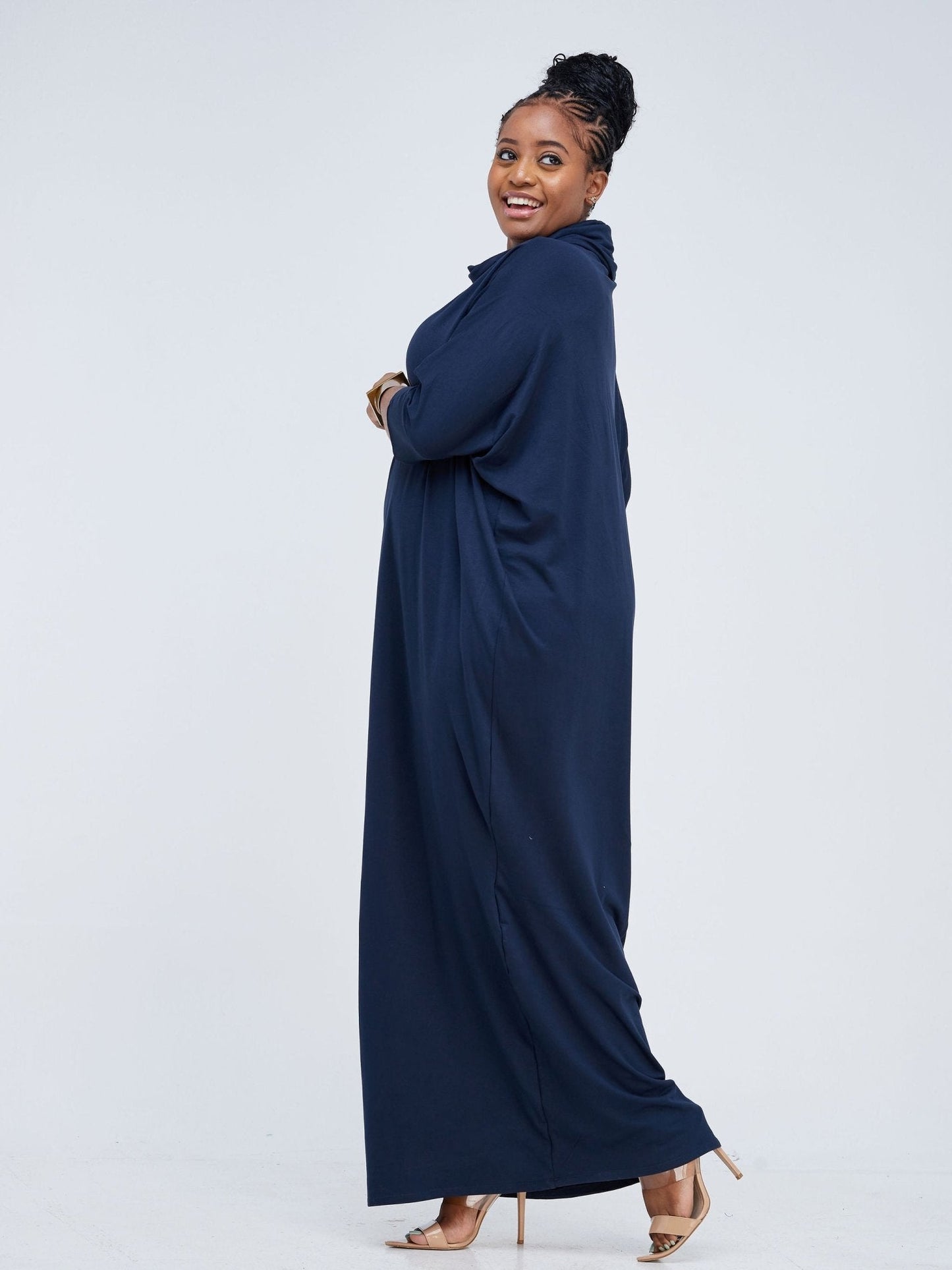 Vivo Basic Cowl Dolman Maxi Dress - Navy Blue - Shop Zetu Kenya