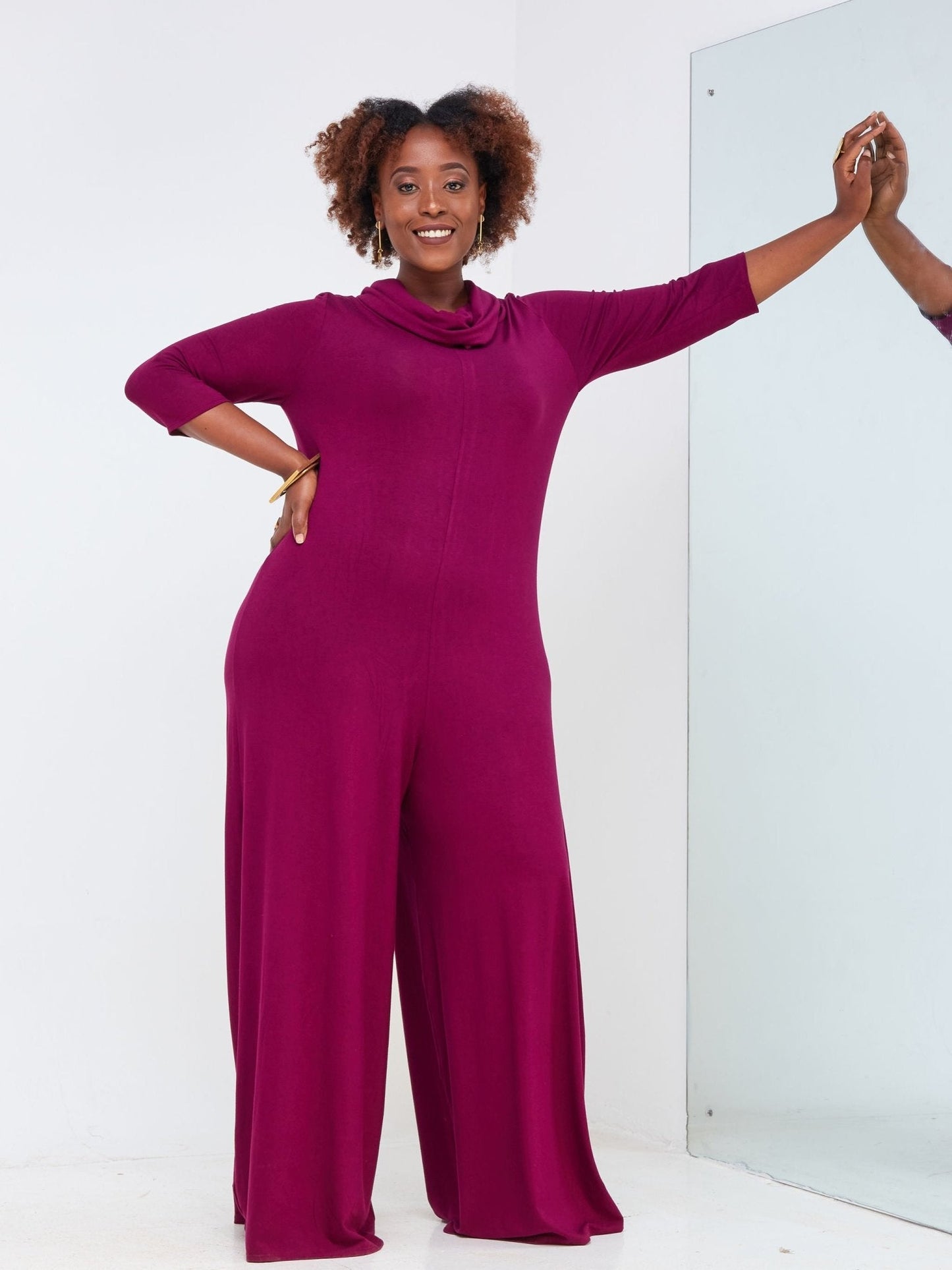 Vivo Basic Cowl Jumpsuit - Burgundy - Shop Zetu Kenya