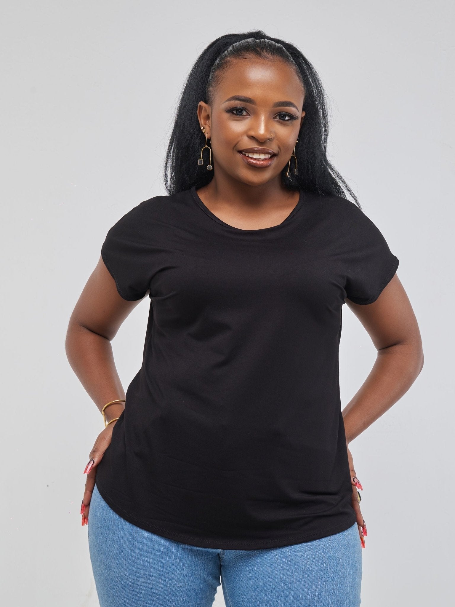 Vivo Basic Drop Shoulder Top - Black - Shop Zetu Kenya