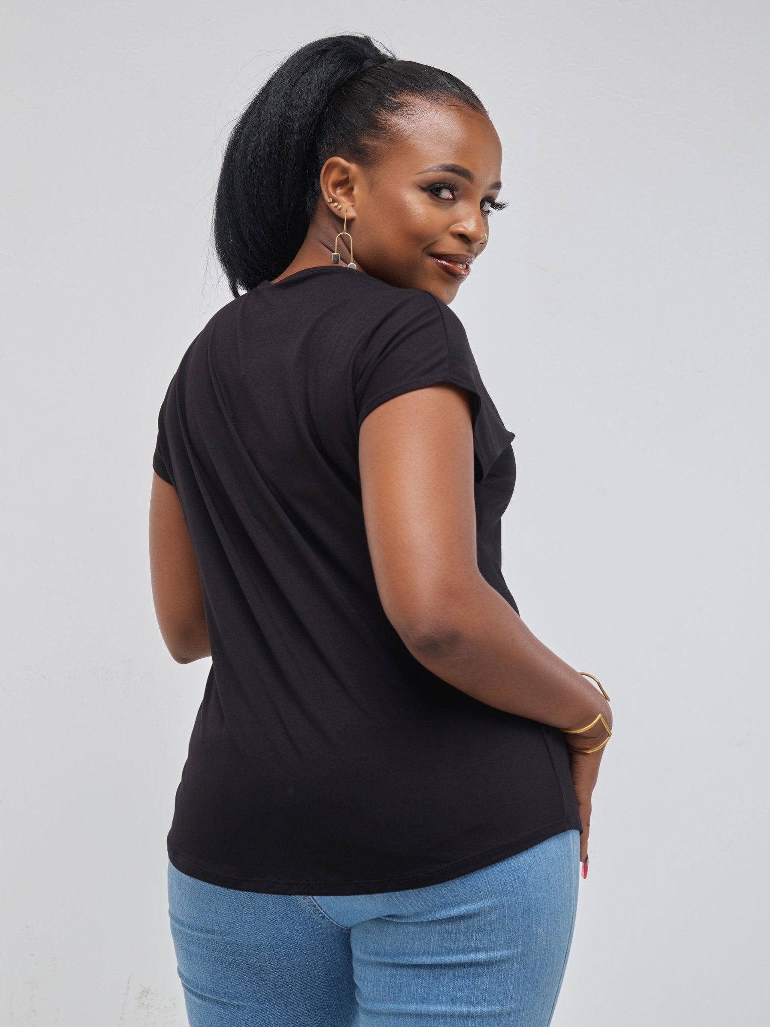 Vivo Basic Drop Shoulder Top - Black - Shop Zetu Kenya