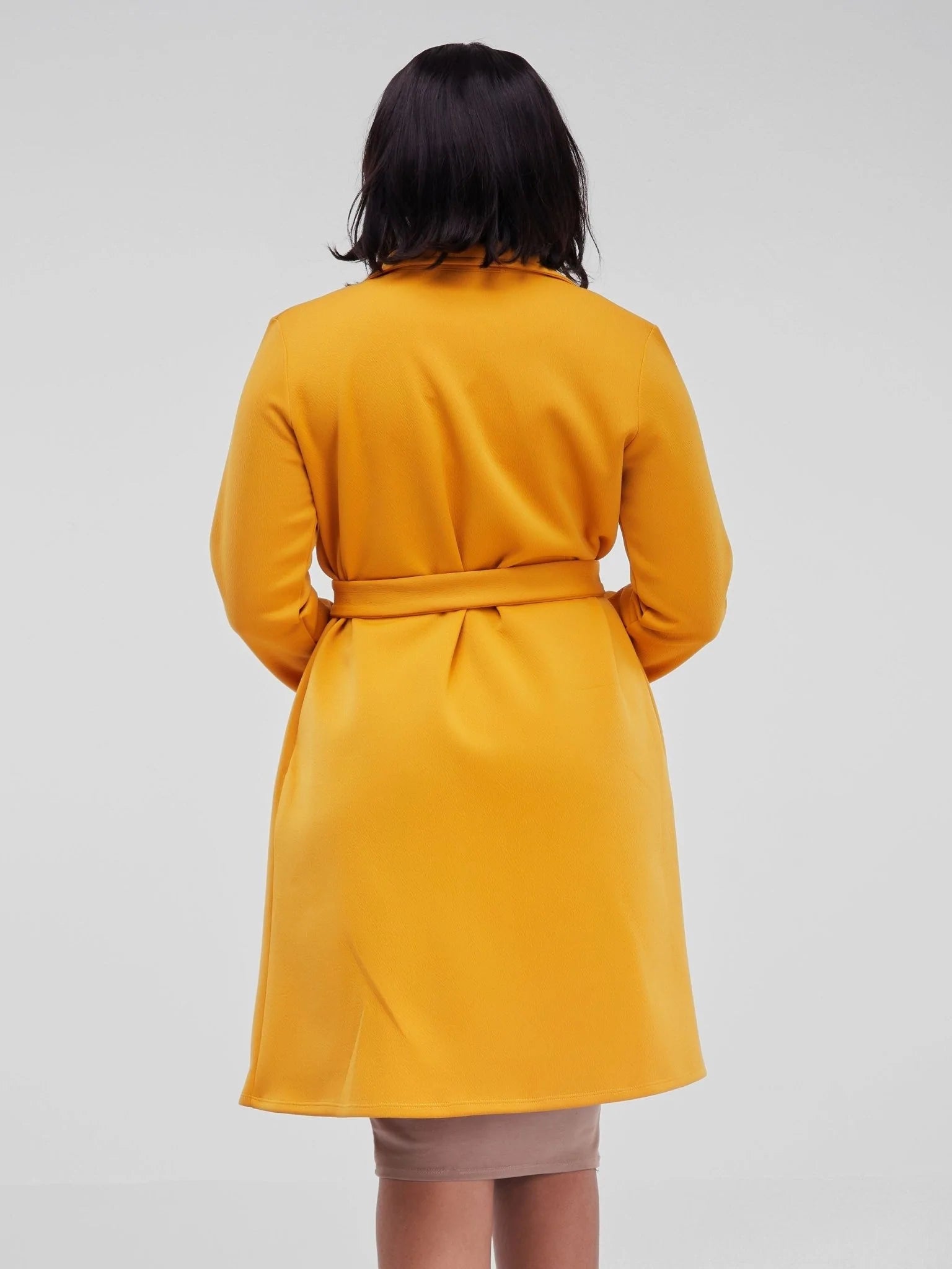 Vivo Hema Long Sleeve Trench Collar A-line Coat - Mustard - Shop Zetu Kenya