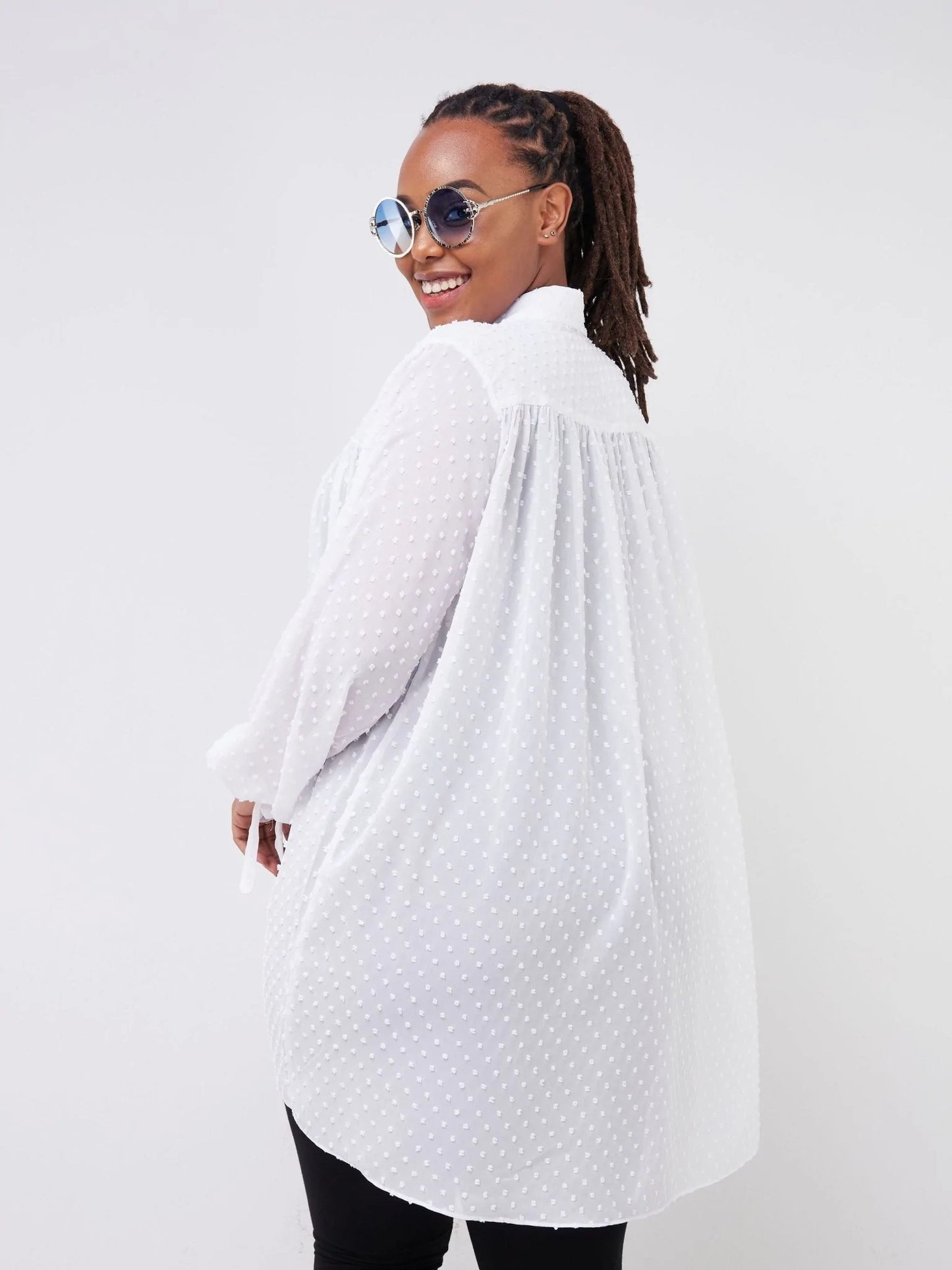 Vivo Malindi Long Sleeved Tunic Shirt - White - Shop Zetu Kenya