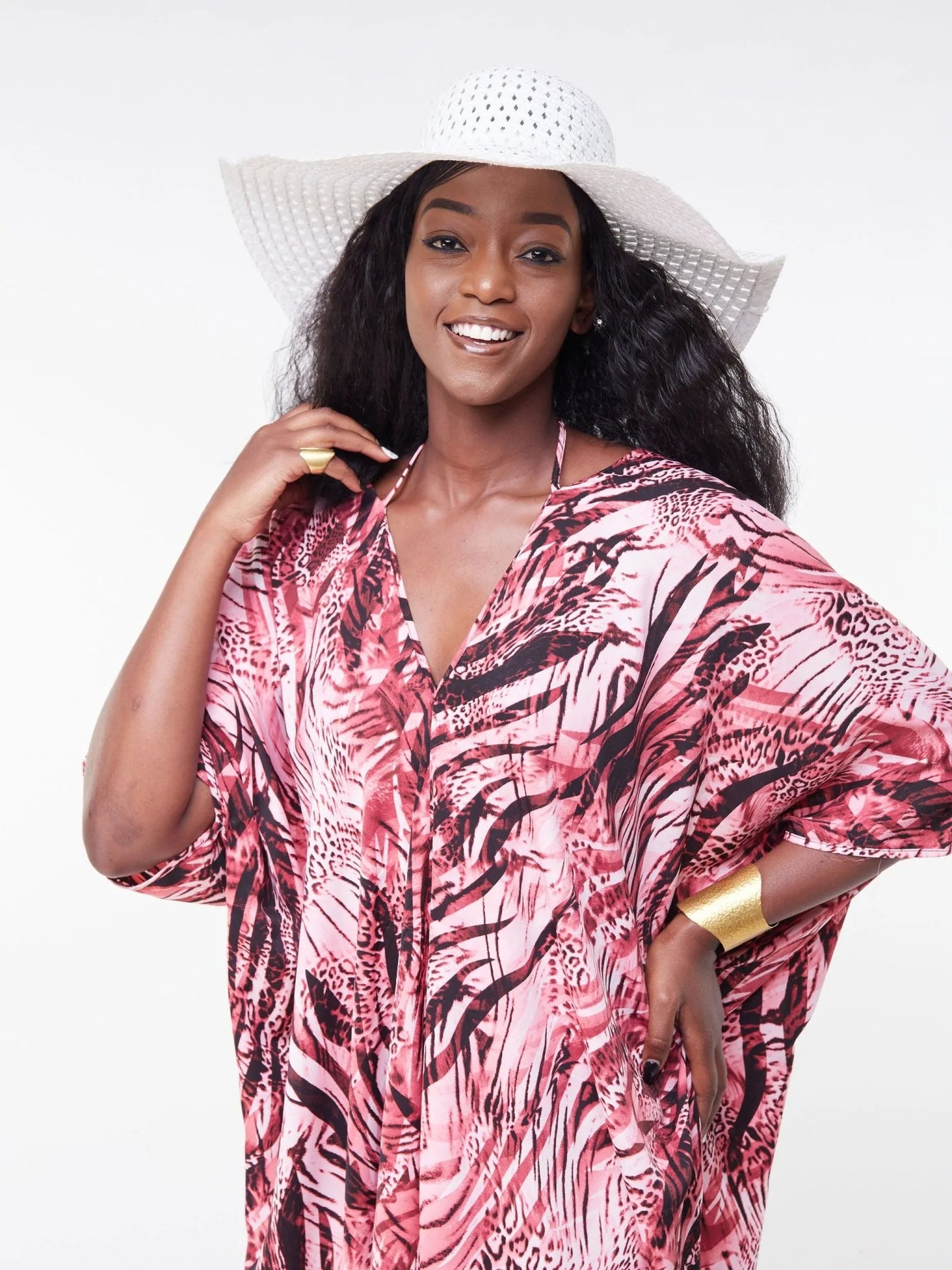 Vivo Malindi Multi-Way Kaftan - Maroon / Black Animal Print - Shop Zetu Kenya