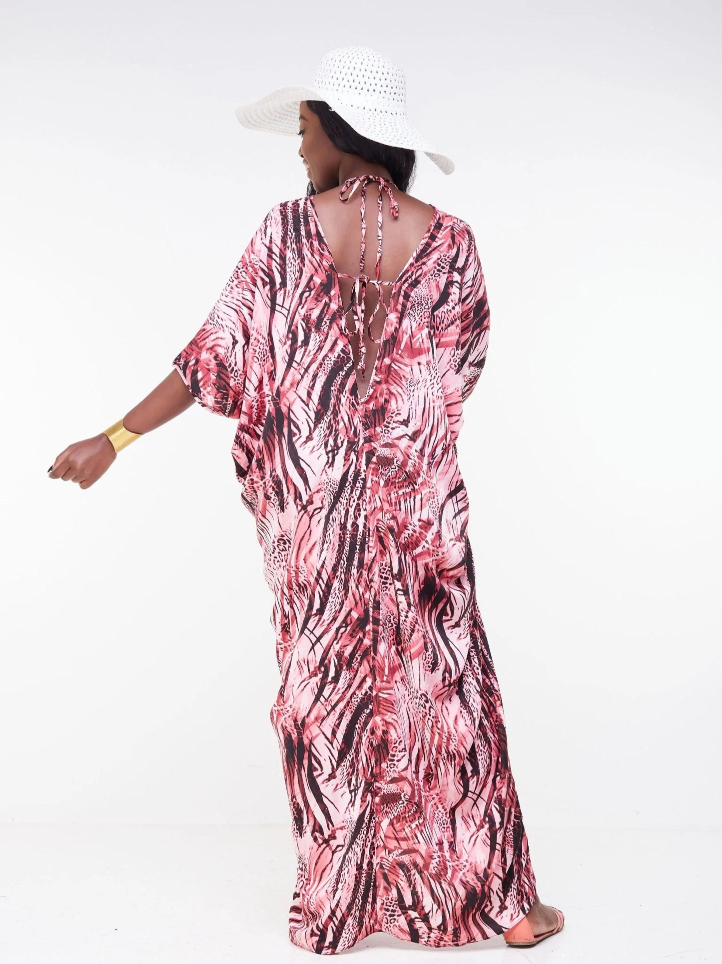 Vivo Malindi Multi-Way Kaftan - Maroon / Black Animal Print - Shop Zetu Kenya
