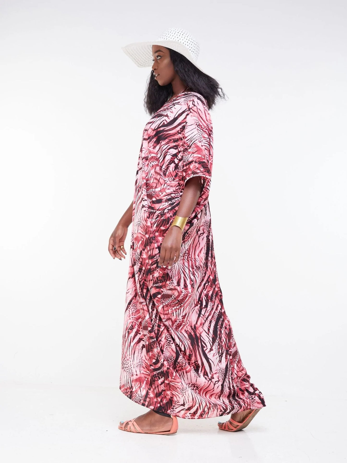 Vivo Malindi Multi-Way Kaftan - Maroon / Black Animal Print - Shop Zetu Kenya