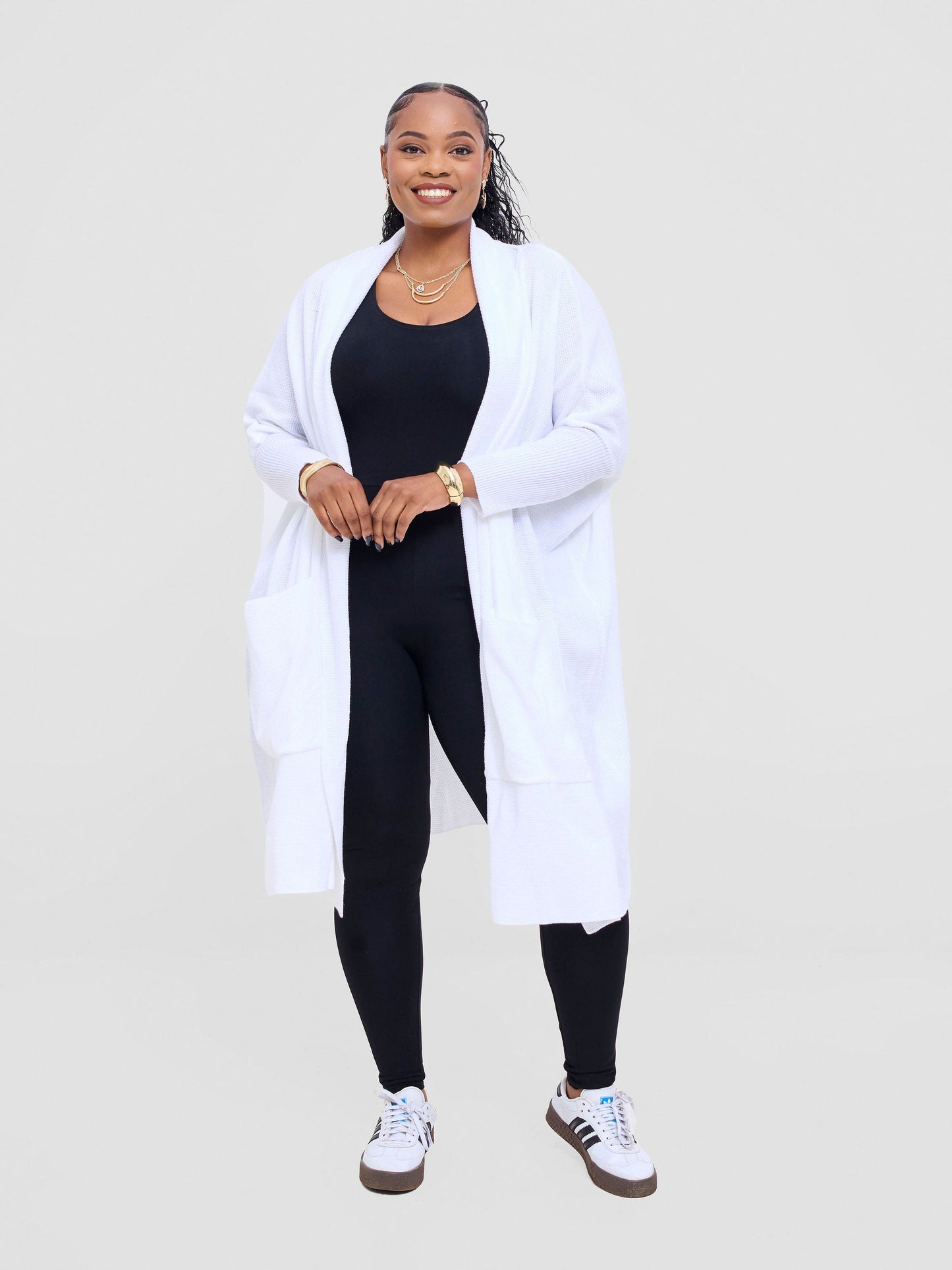 Vivo Cuffed Wide Sweater - White