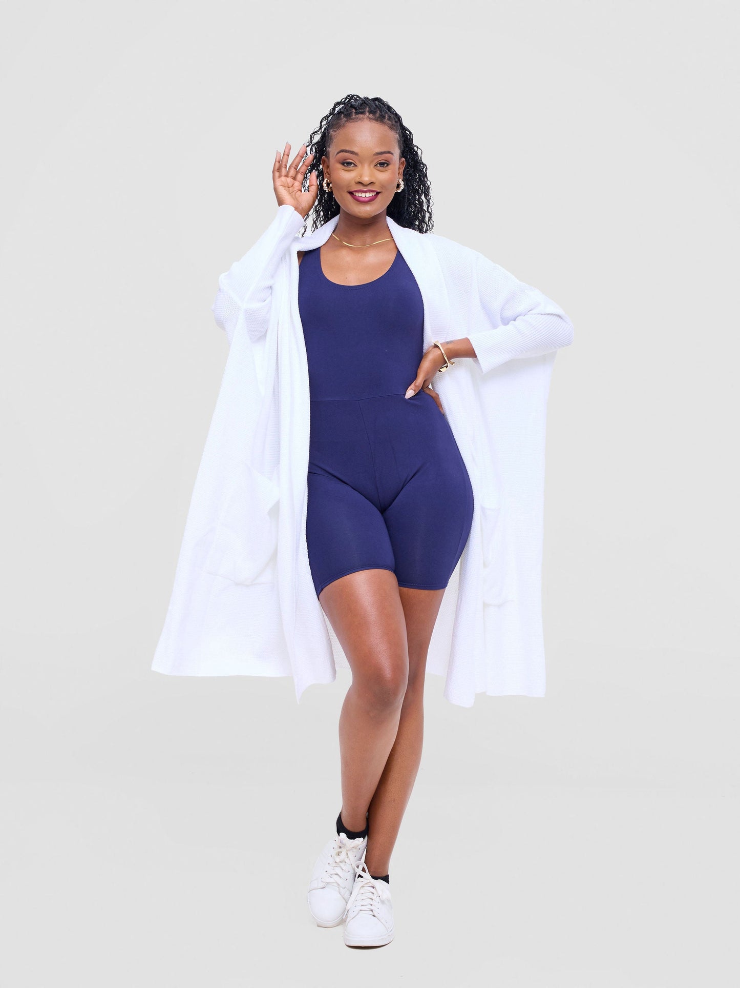 Vivo Cuffed Wide Sweater - White