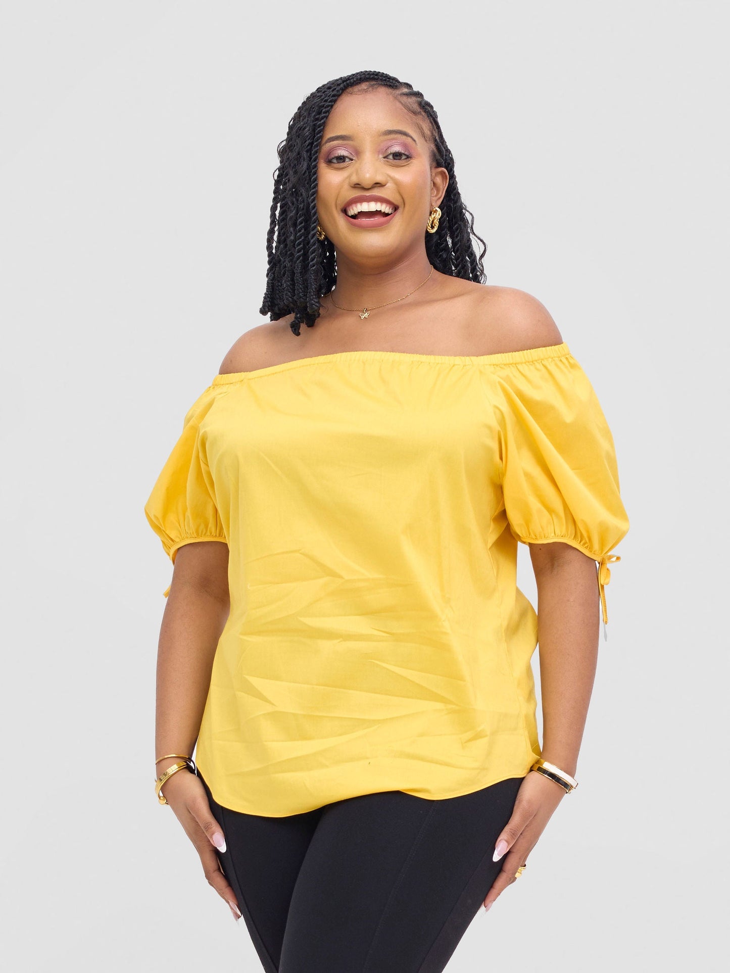Safari Tawi Off-Shoulder Top - Yellow