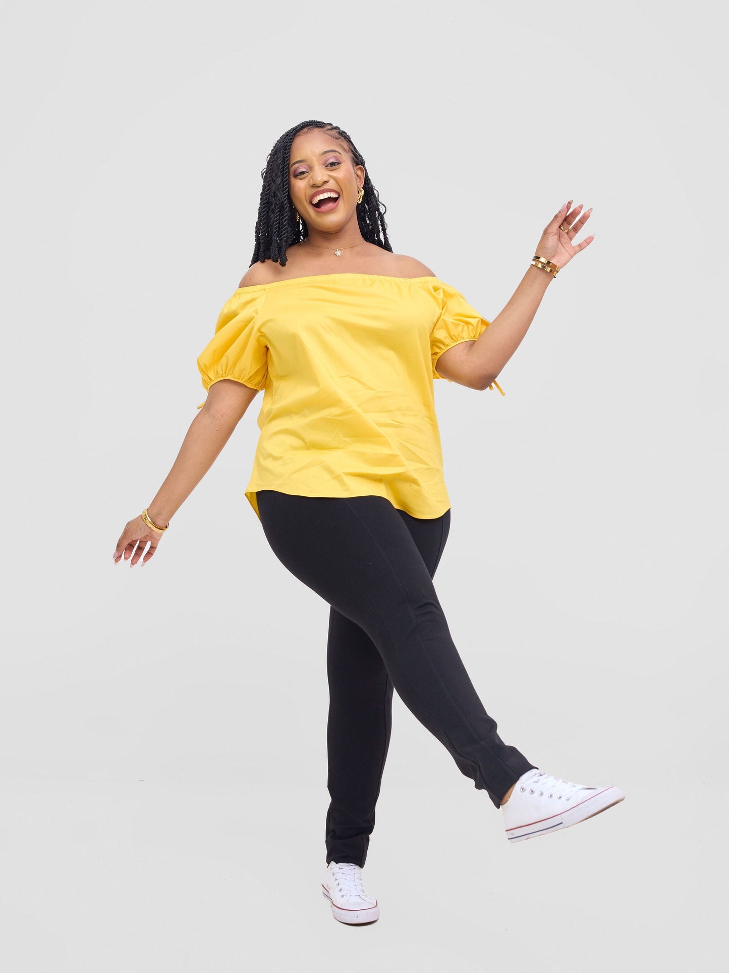 Safari Tawi Off-Shoulder Top - Yellow
