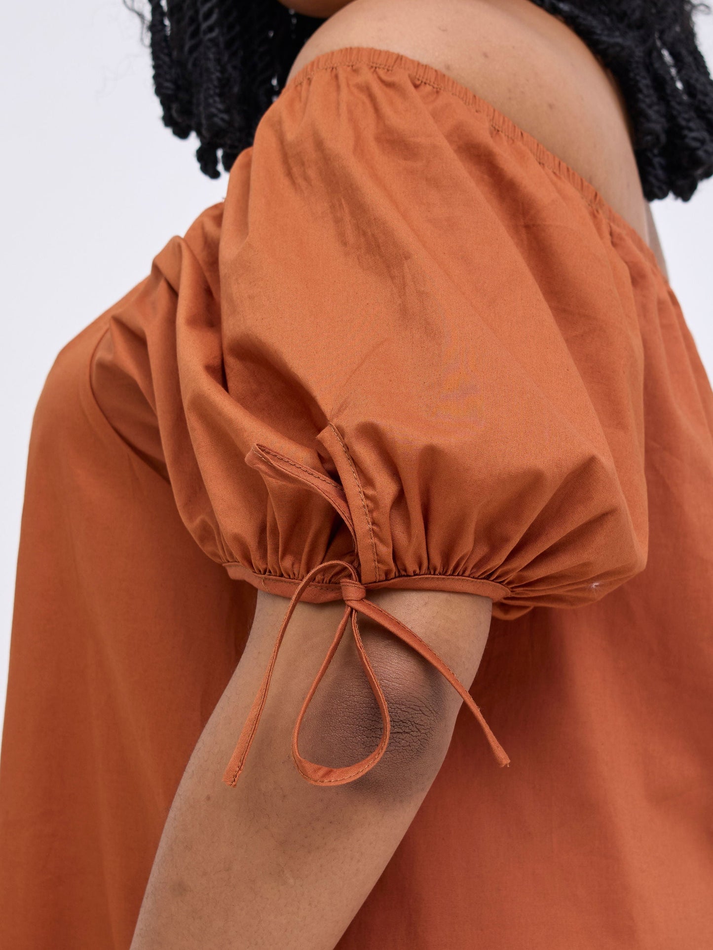 Safari Tawi Off-Shoulder Dress - Rust