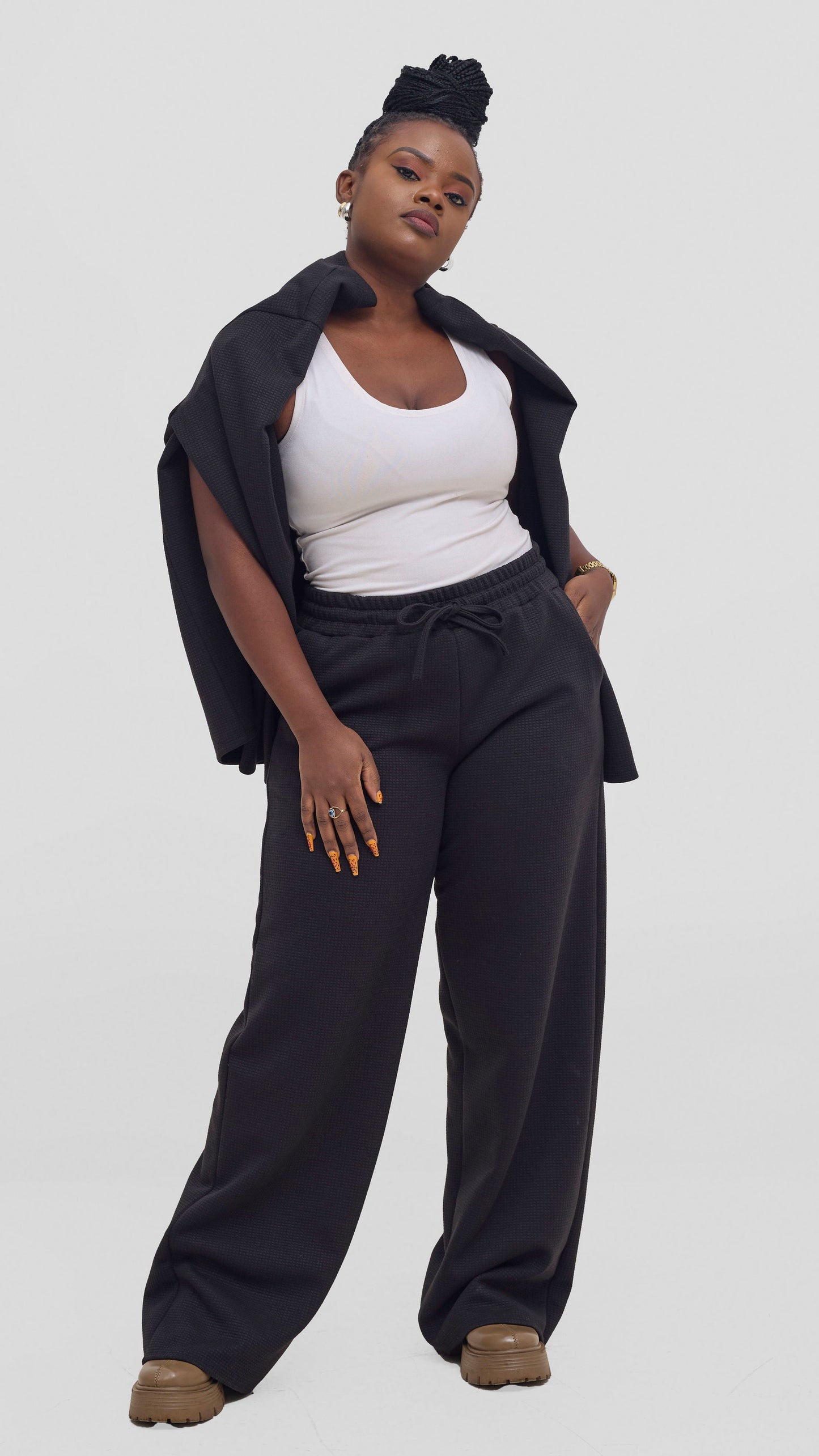 Shiv Shikie X Safari Drawstring Pants in Rib - Black