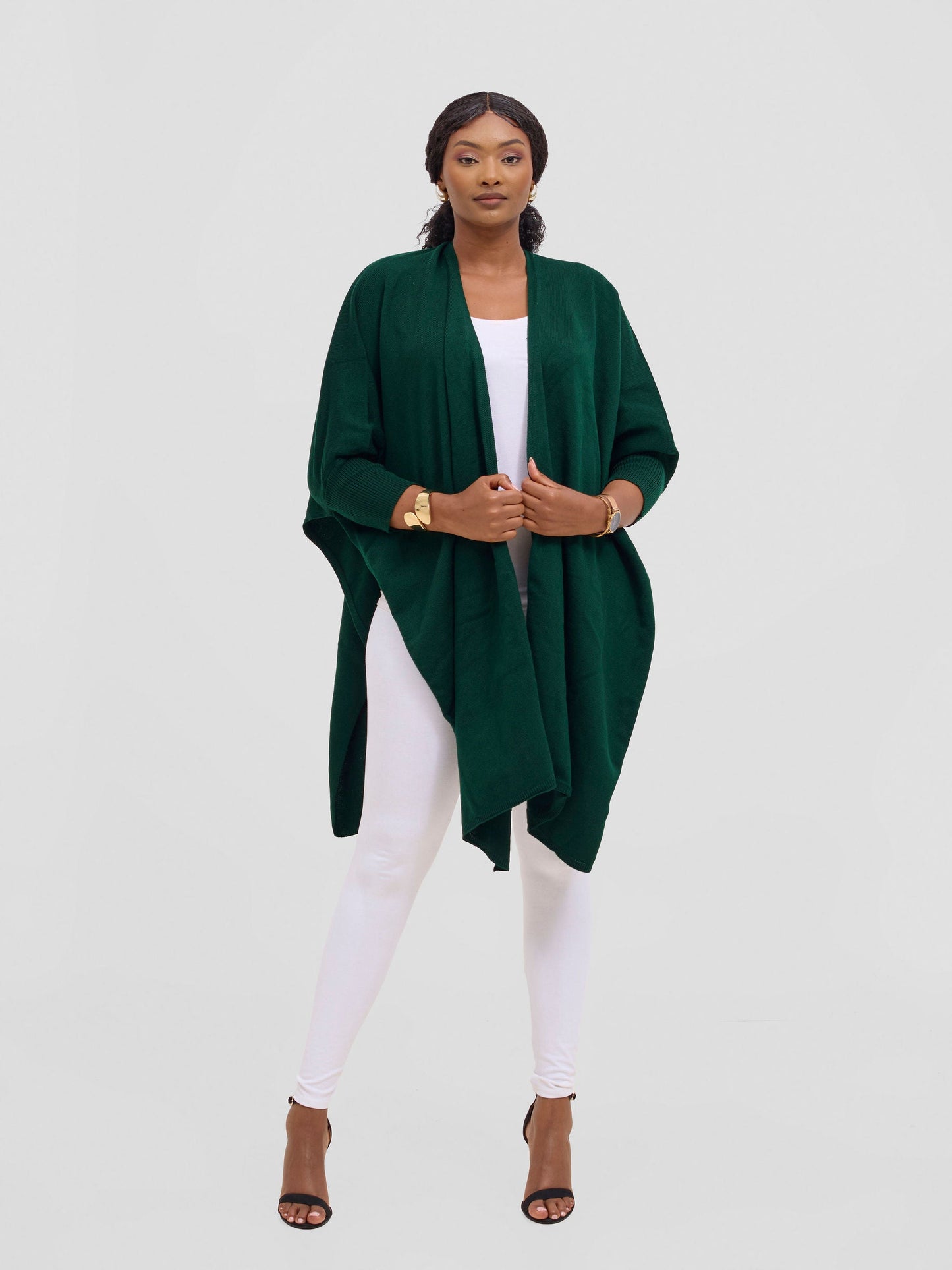 Vivo Cuffed Wrap Poncho - Dark Green