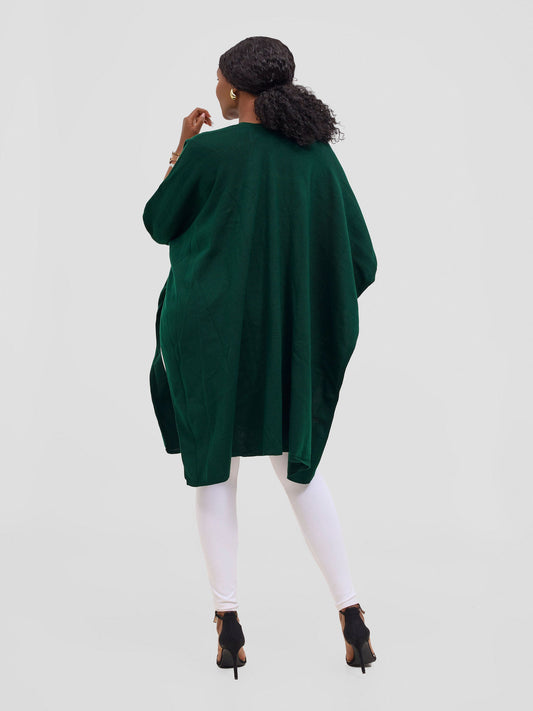 Vivo Cuffed Wrap Poncho - Dark Green