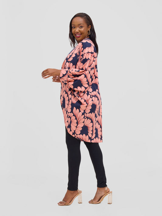 Vivo Pelia Butterfly Kimono - Navy / Peach Print