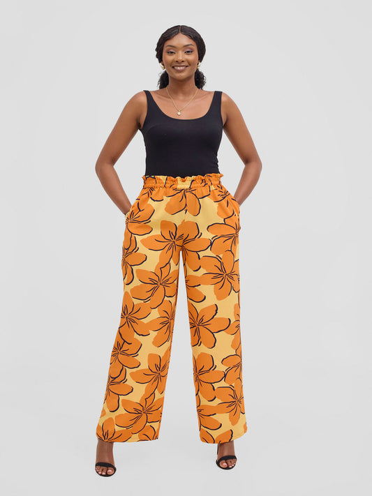 Vivo Sanali Wide Leg Pants - Orange / yellow Print