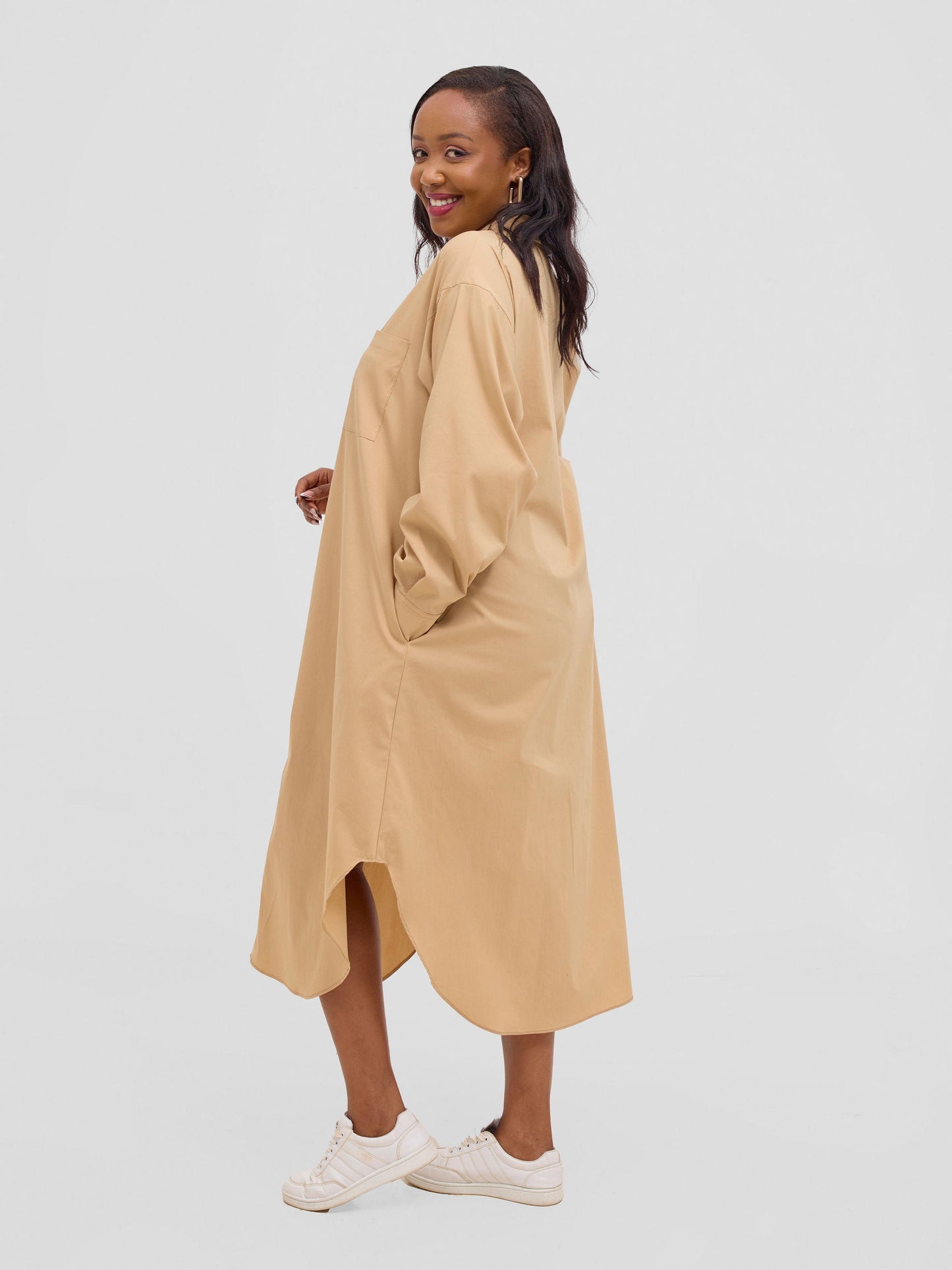 Safari Mansi Bishop Sleeve Shacket - Taupe